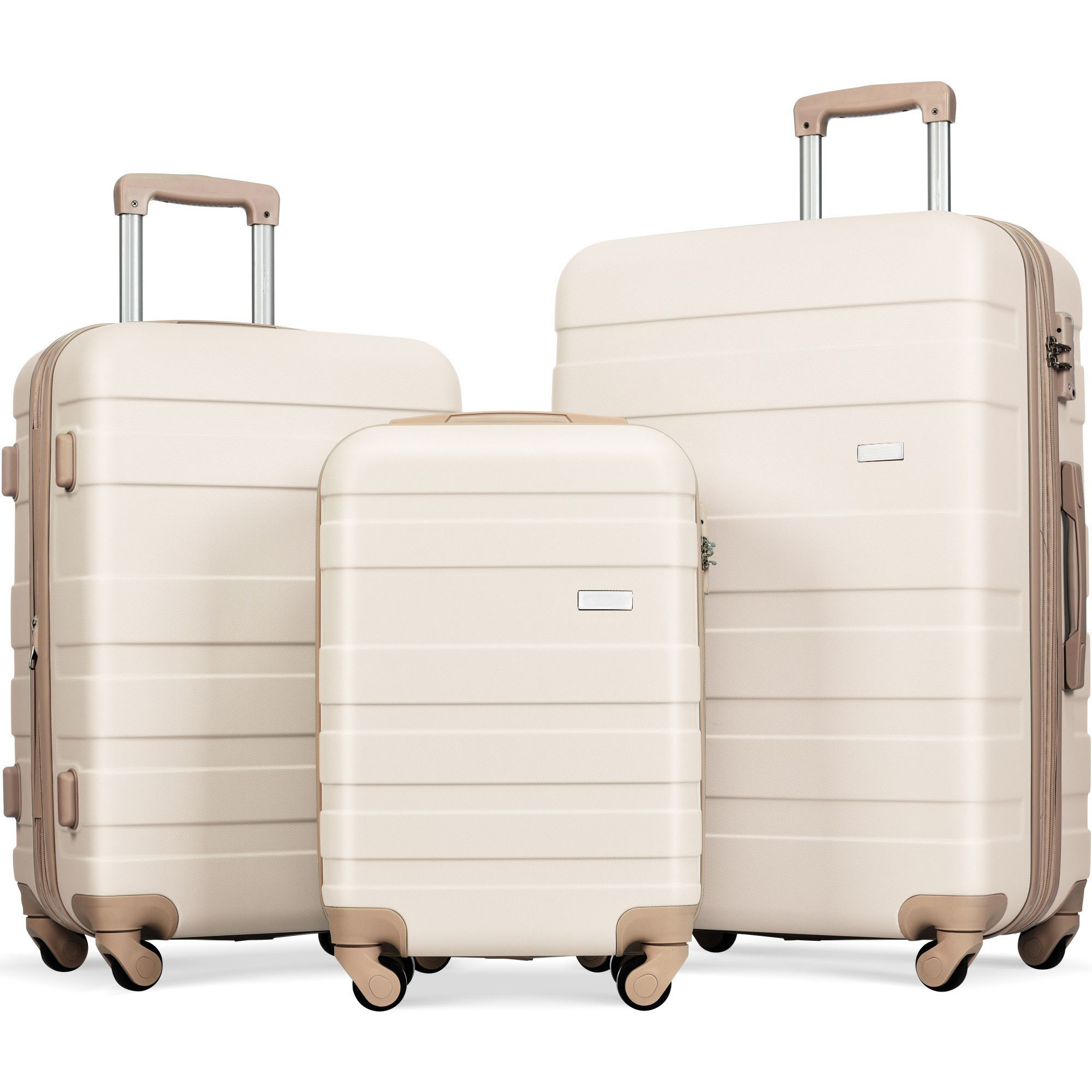SINOFURN SYD9600017IV 19.6x12x29 Ivory + Gold Plastic Hardshell Suitcase set 3 -Bag