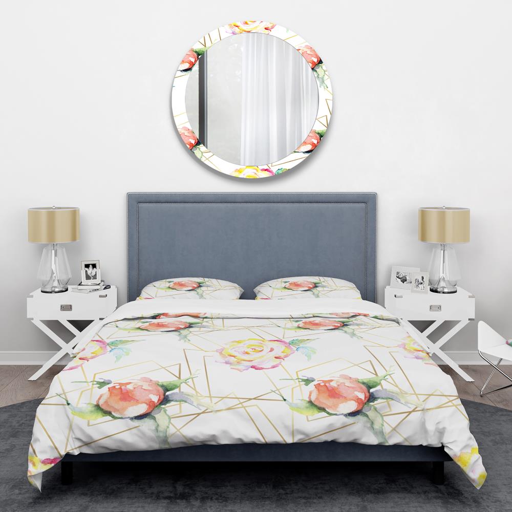 Designart BED24335-K 3-Piece Pink King Duvet Cover Set