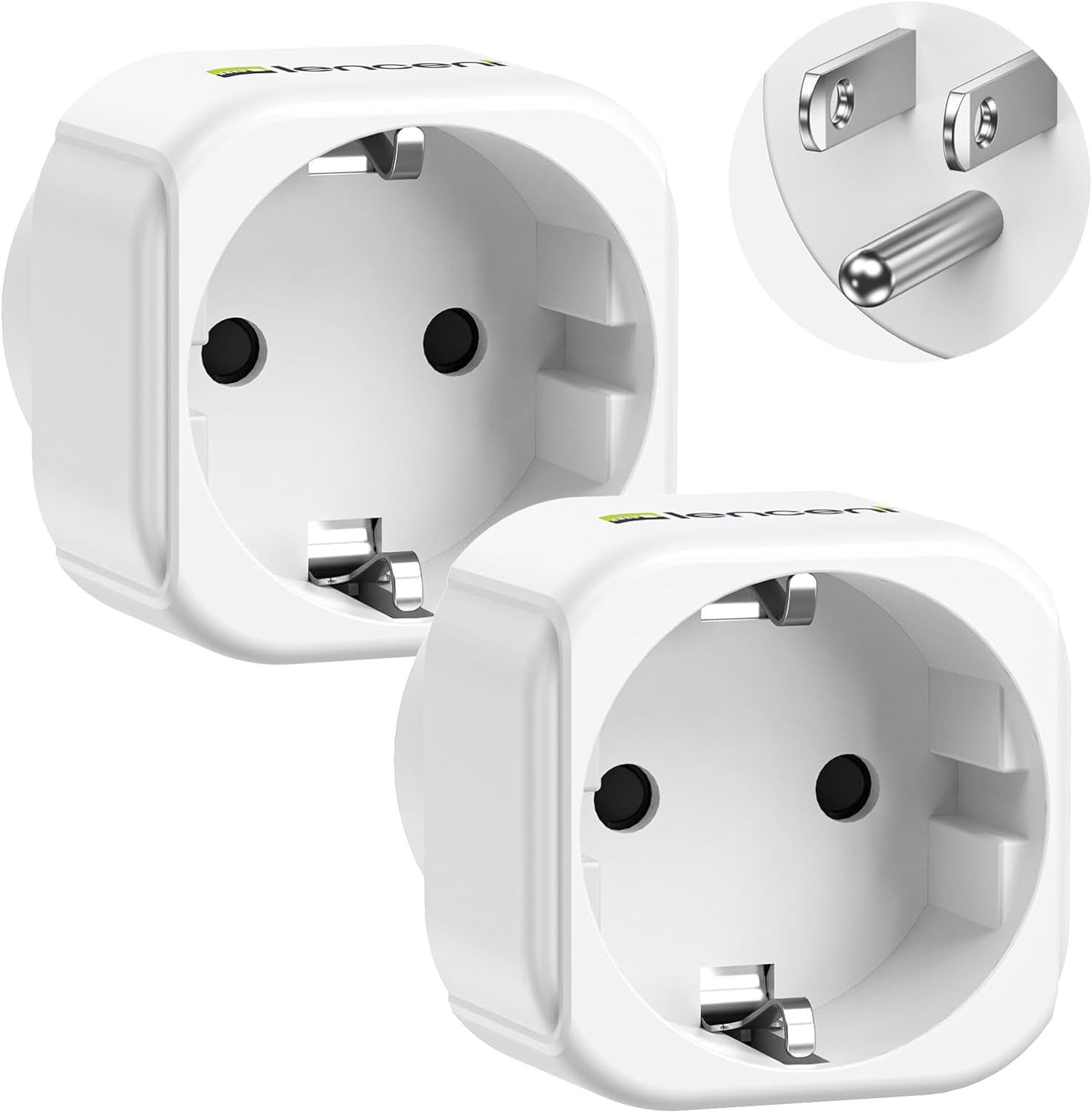 LENCENT 2 Pack Europe to US Plug Adapter European to USA Adapter American Outlet Plug Adapter EU to US Adapter Europe to USA Travel Plug Converter #B0888K9VFJ
