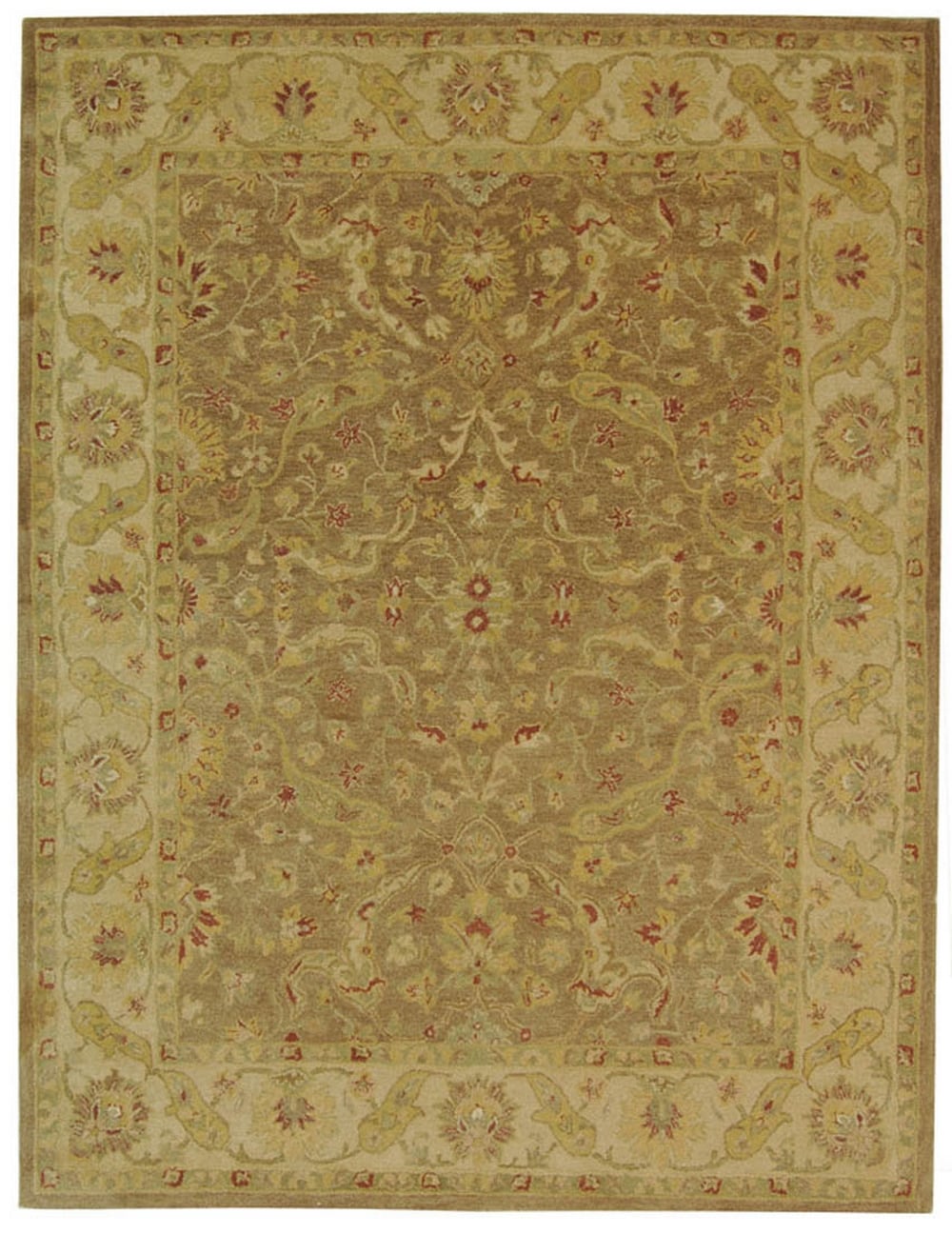 Safavieh AT311A-1215 Antiquity Behha 12 x 15 (ft) Tufted Wool Brown/Gold Rectangular Indoor Floral/Botanical Vintage Area rug