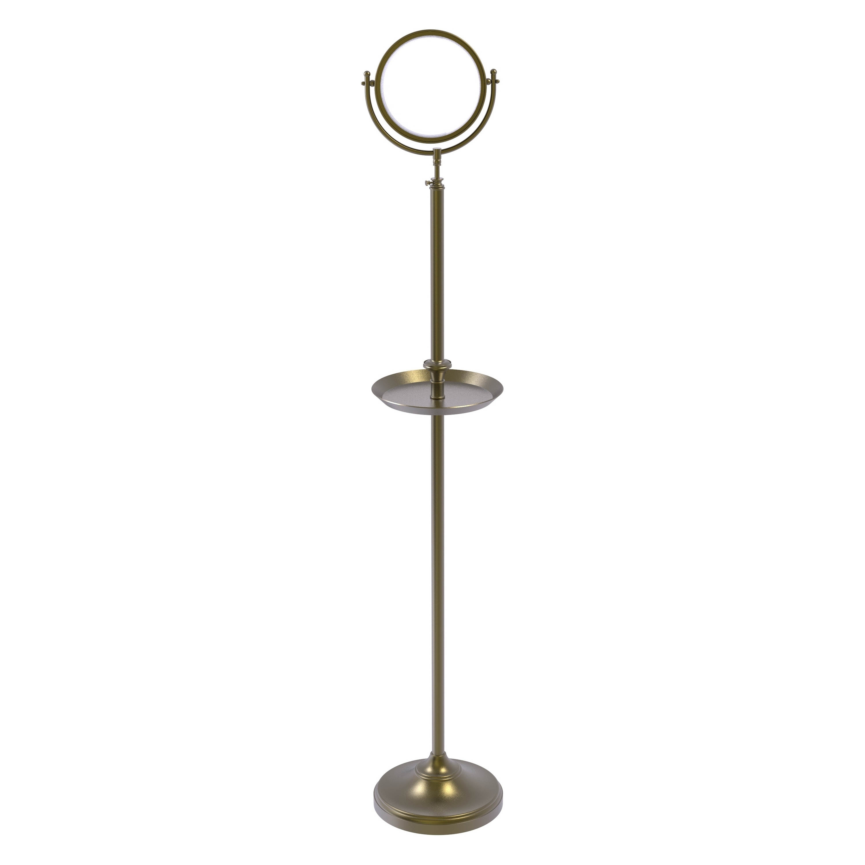 10.5-in x 68-in Antique Gold Double-sided 5X Magnifying Freestanding Vanity Mirror | - Allied Brass DMF-3/5X-ABR