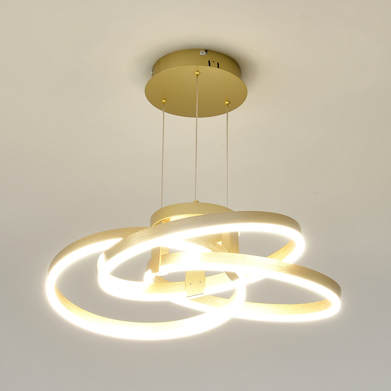 Oukaning HG-HCXLST-6536-US 23.62-in 1 -Light Gold Dimmable Modern/contemporary Square Integrated LED Medium Hanging Kitchen island light
