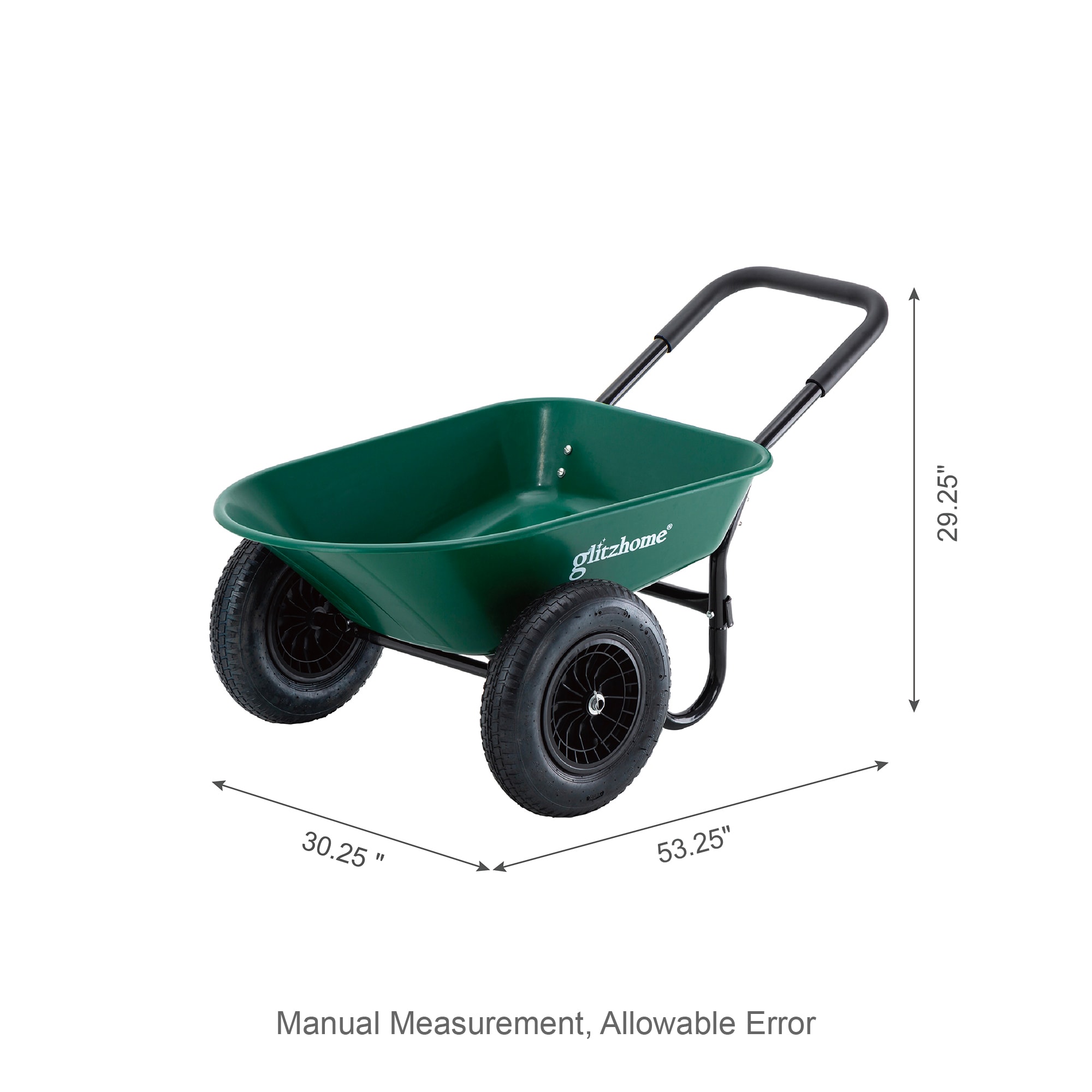Glitzhome Green Steel Garden Cart with 5 Cu. Feet Capacity and 16-Inch  Pneumatic Wheels in the Yard Carts department at