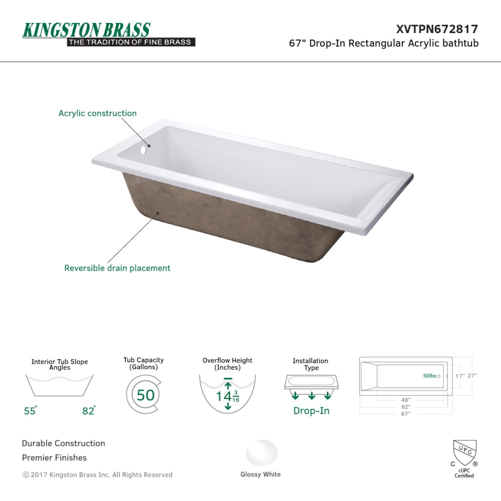 Kingston Brass XVTPN672817 bathtubs - View #2