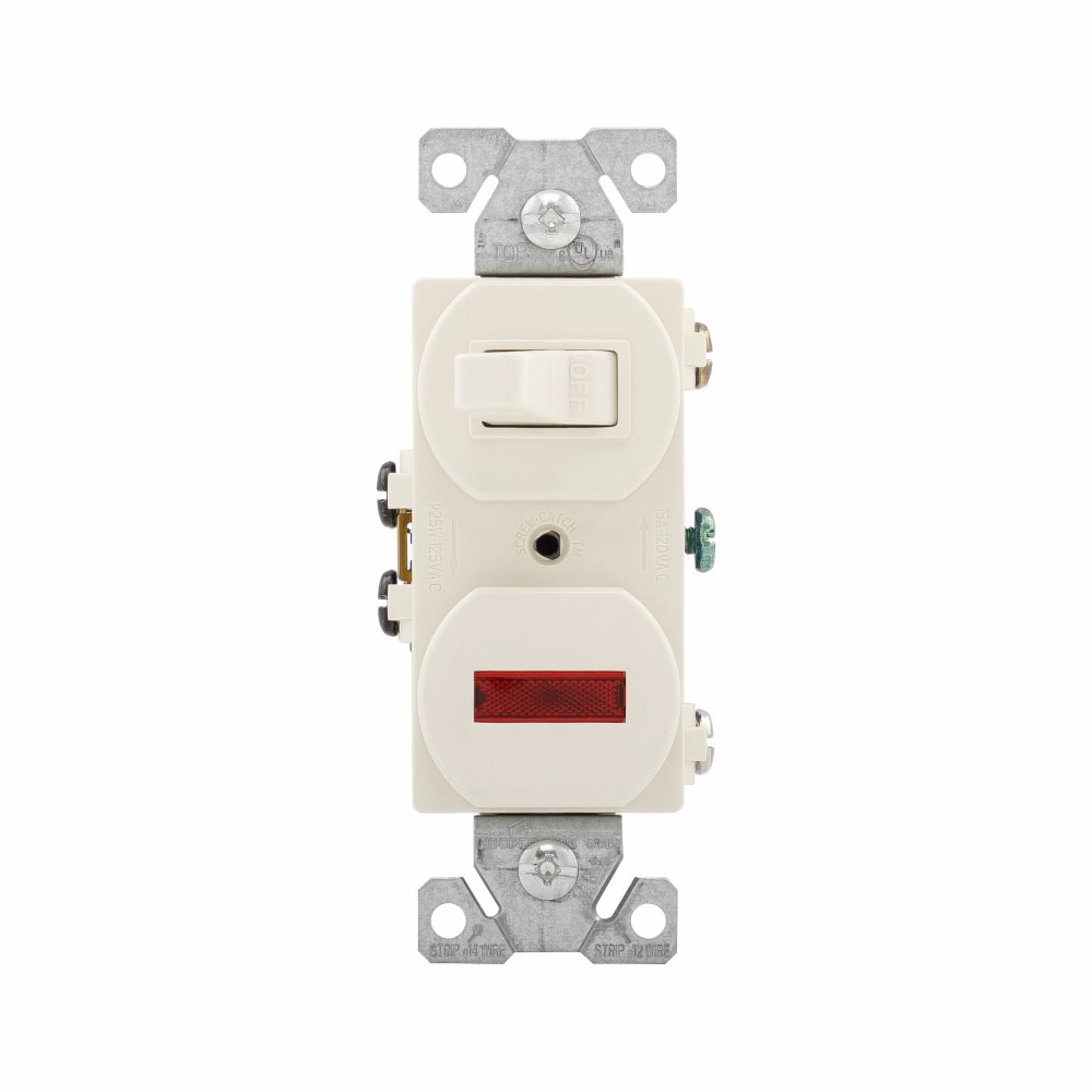 Light Almond TM818-PLLACC P&S Decorator Single Pole Switch+15A Outlet+Pilot Lt 