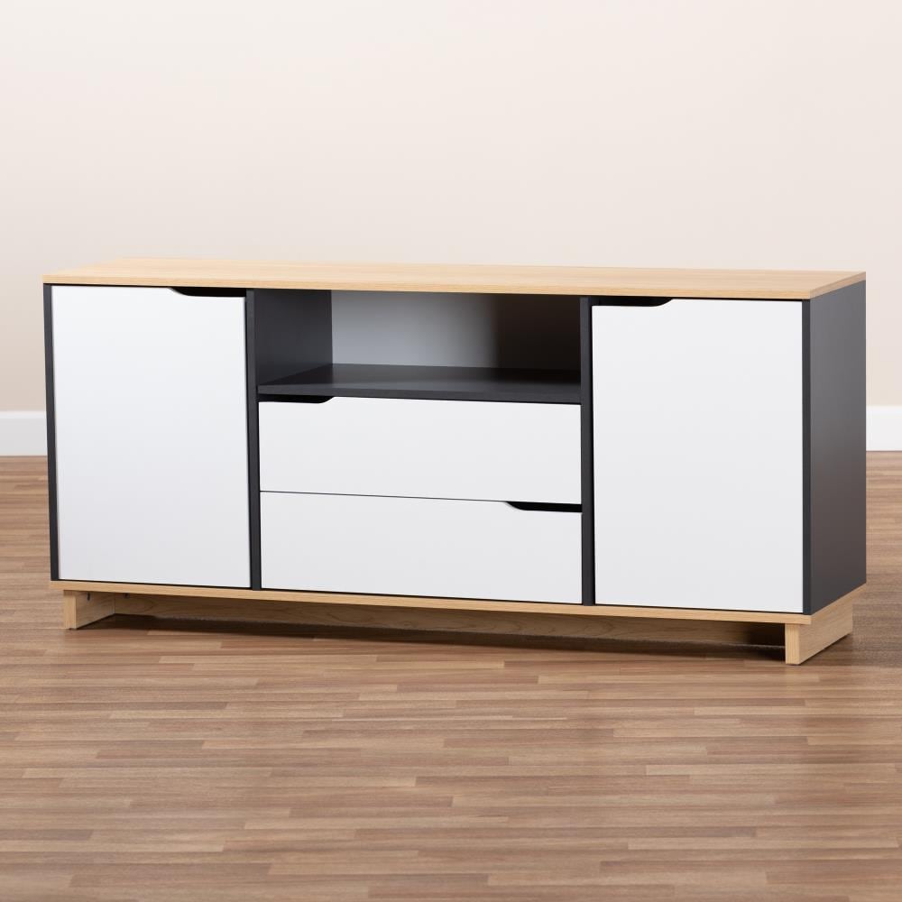 Baxton Studio Reed Contemporary Modern White Oak Grey Wood