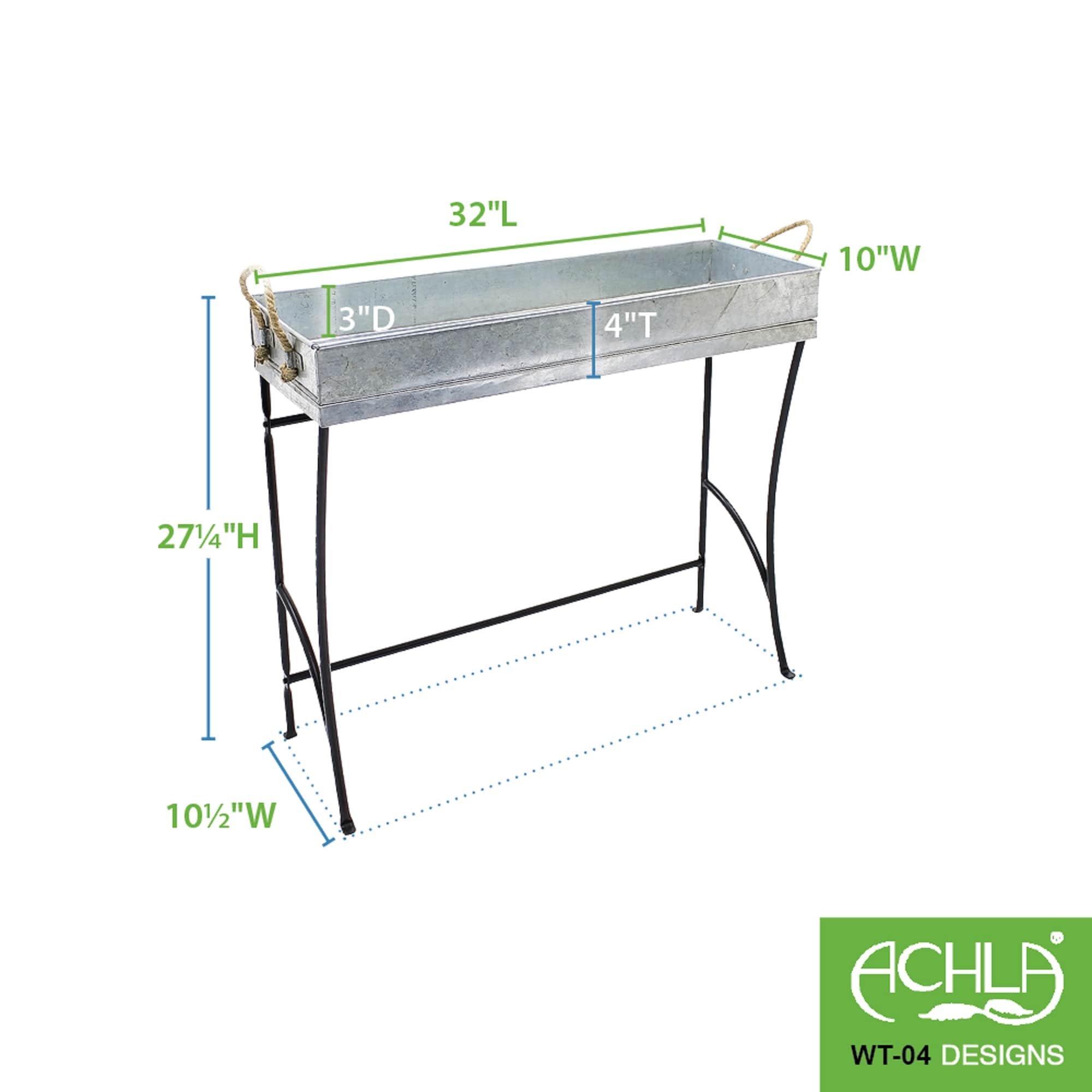 Large Black and Galvanized Steel Windowsill Plant Stand