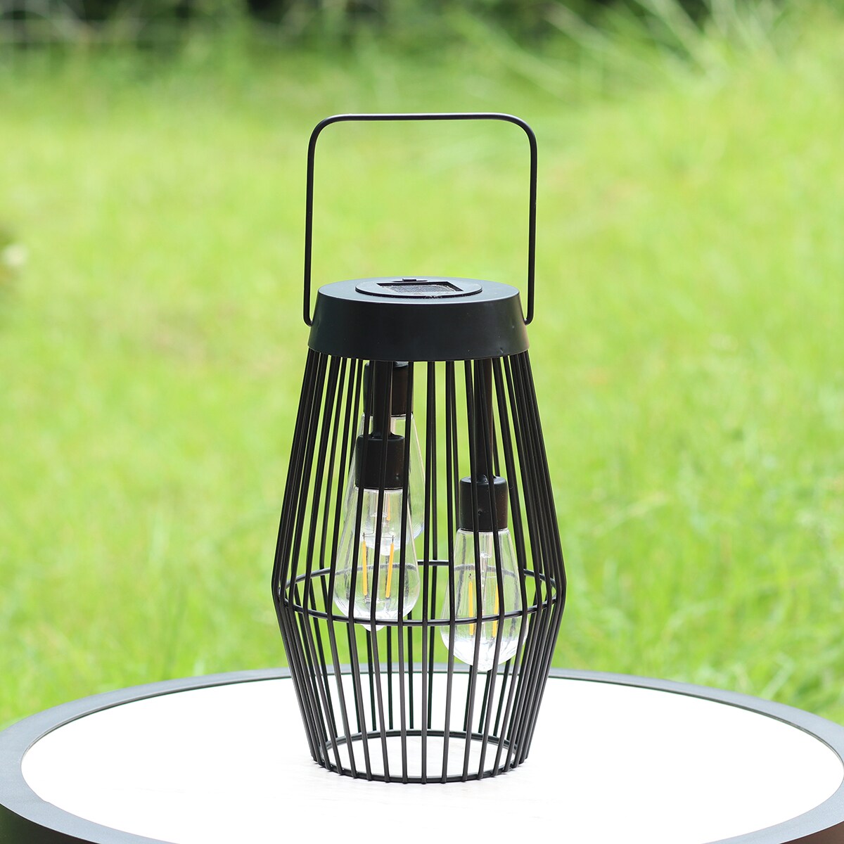 Style Selections 6.5-in x 10.5-in Black Metal Solar Outdoor Decorative Lantern