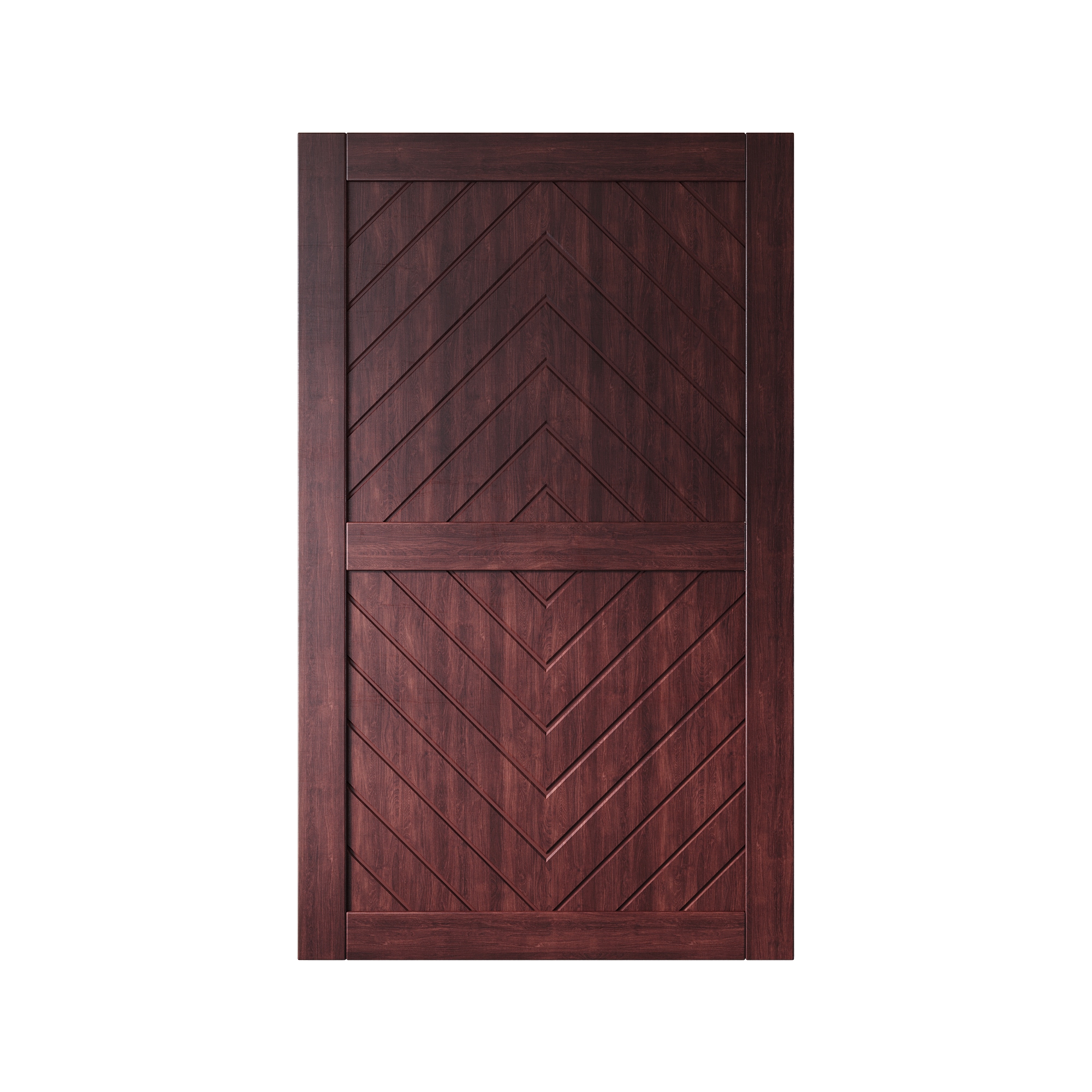 HOMACER JT2-4280-RD 42-in x 80-in Red Mahogany Herringbone Pine Wood Solid core Single Barn Door (Hardware Not Included)