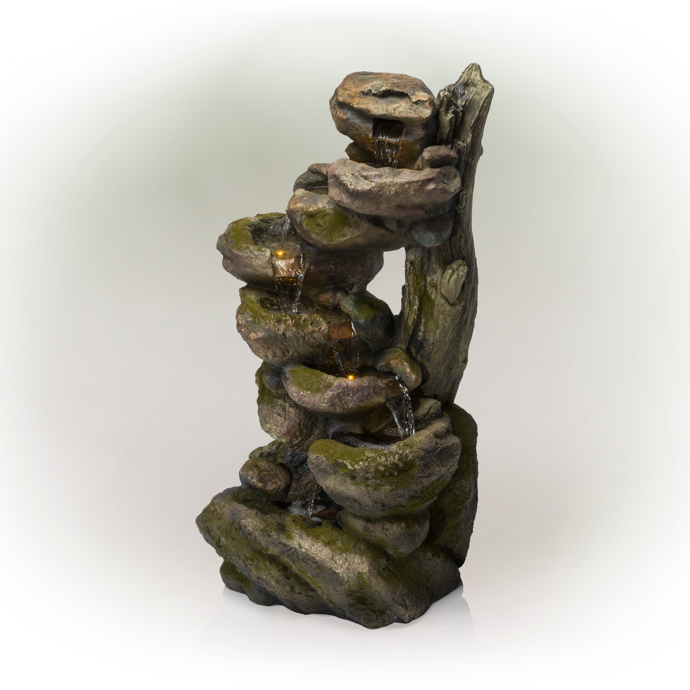 Alpine Corporation 39-in H Resin Tiered Outdoor Fountain Pump Included 