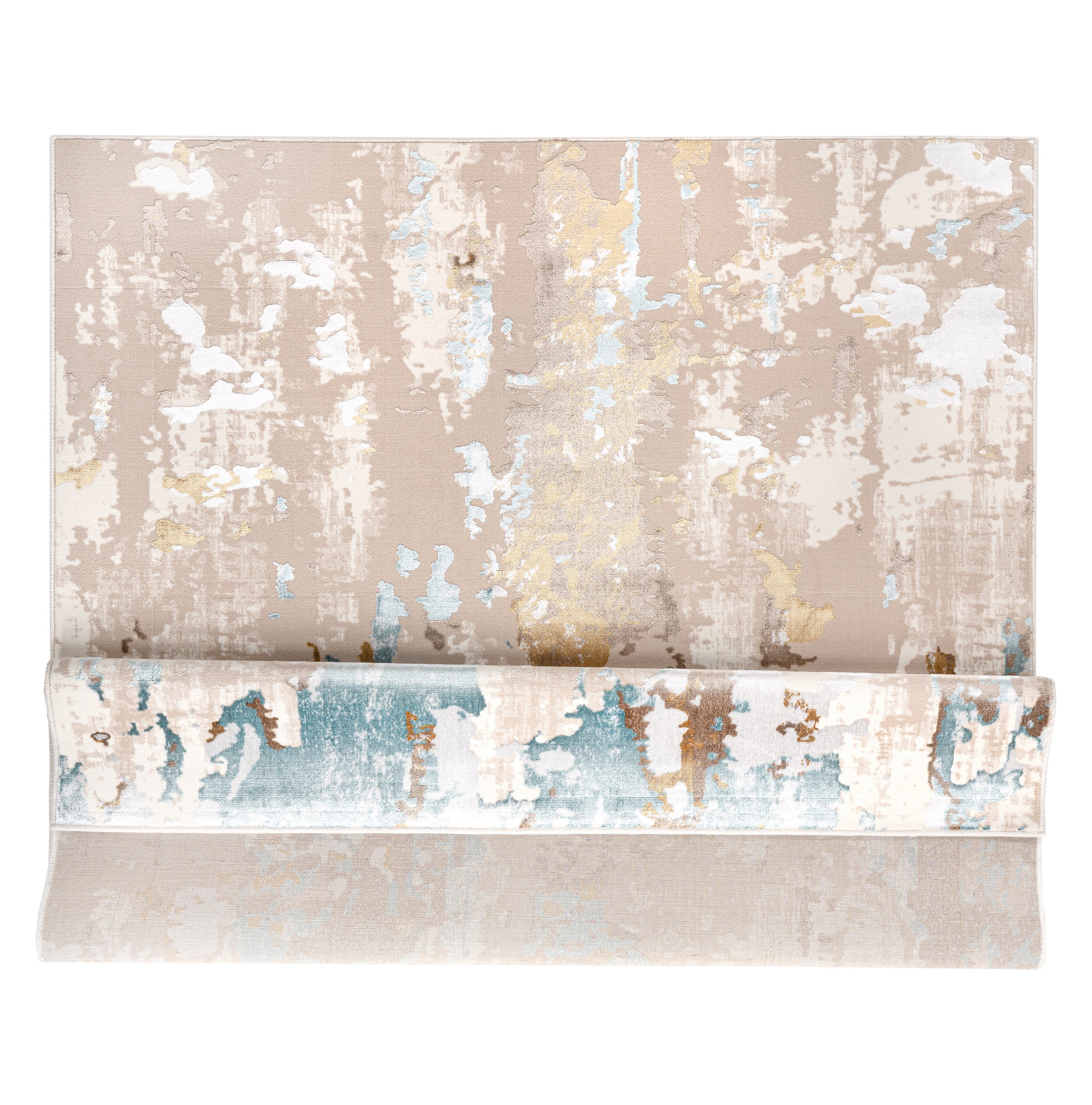 London Collection Cream and Brown Abstract Area Rug