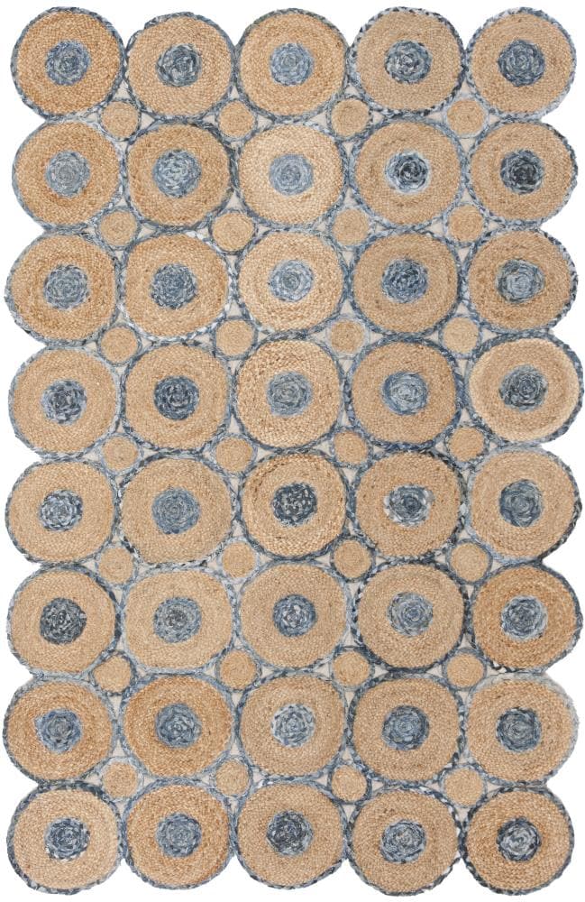 Safavieh CAP306M-5 Cape Cod Truro 5 x 8 (ft) Jute Blue/Natural Rectangular Indoor Abstract Farmhouse/Cottage Area rug