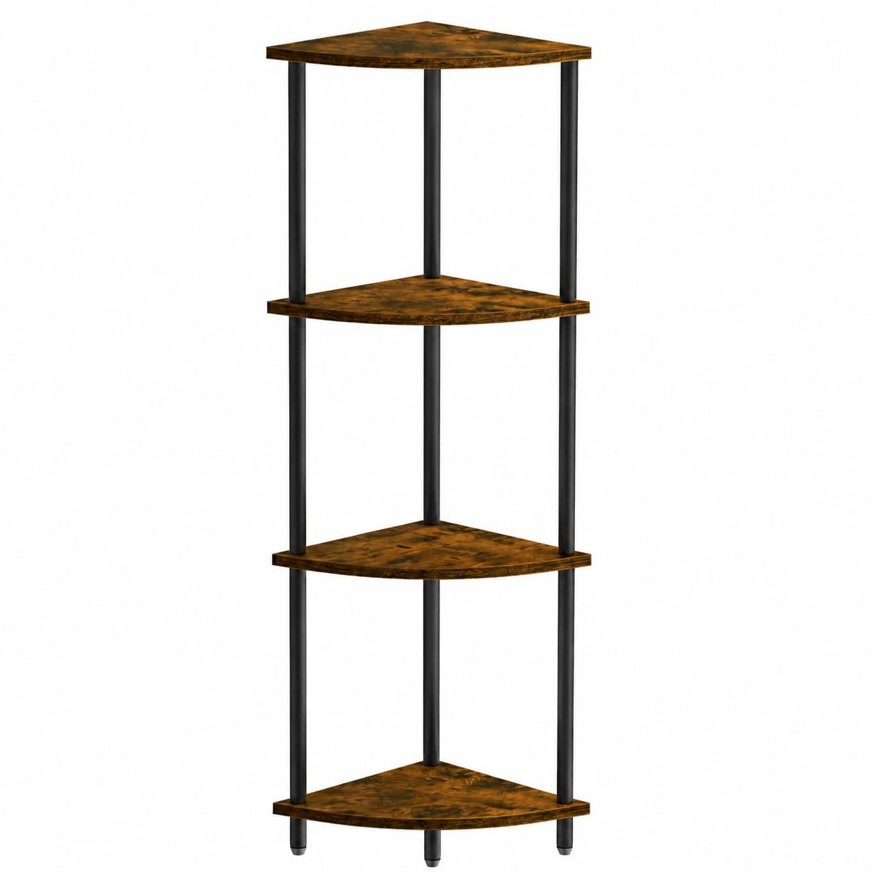 Aoibox  4 Tier Corner Standing Shelf 42 9 in H Wood Grain and Metal Frame Display Storage Organizer for Small Spaces