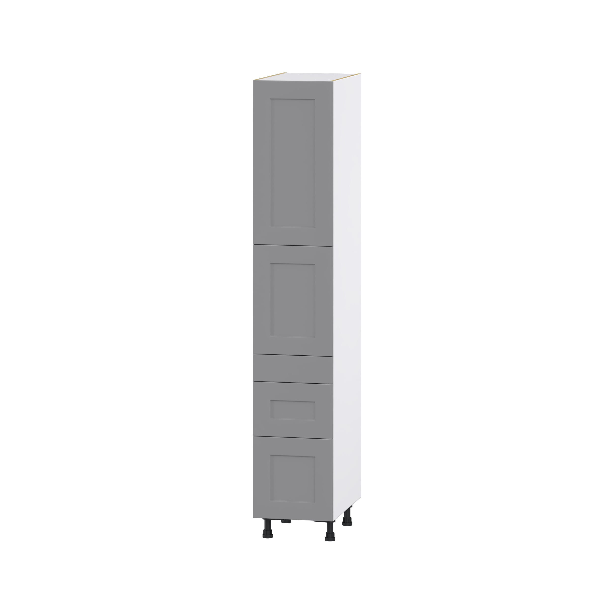 Hugo&Borg DST3D152484.5I2-BM Beaumont 15-in W x 84.5-in H x 24-in D Slate Gray 3 -Drawers Pantry Fully assembled Cabinet (Flat Panel Shaker)