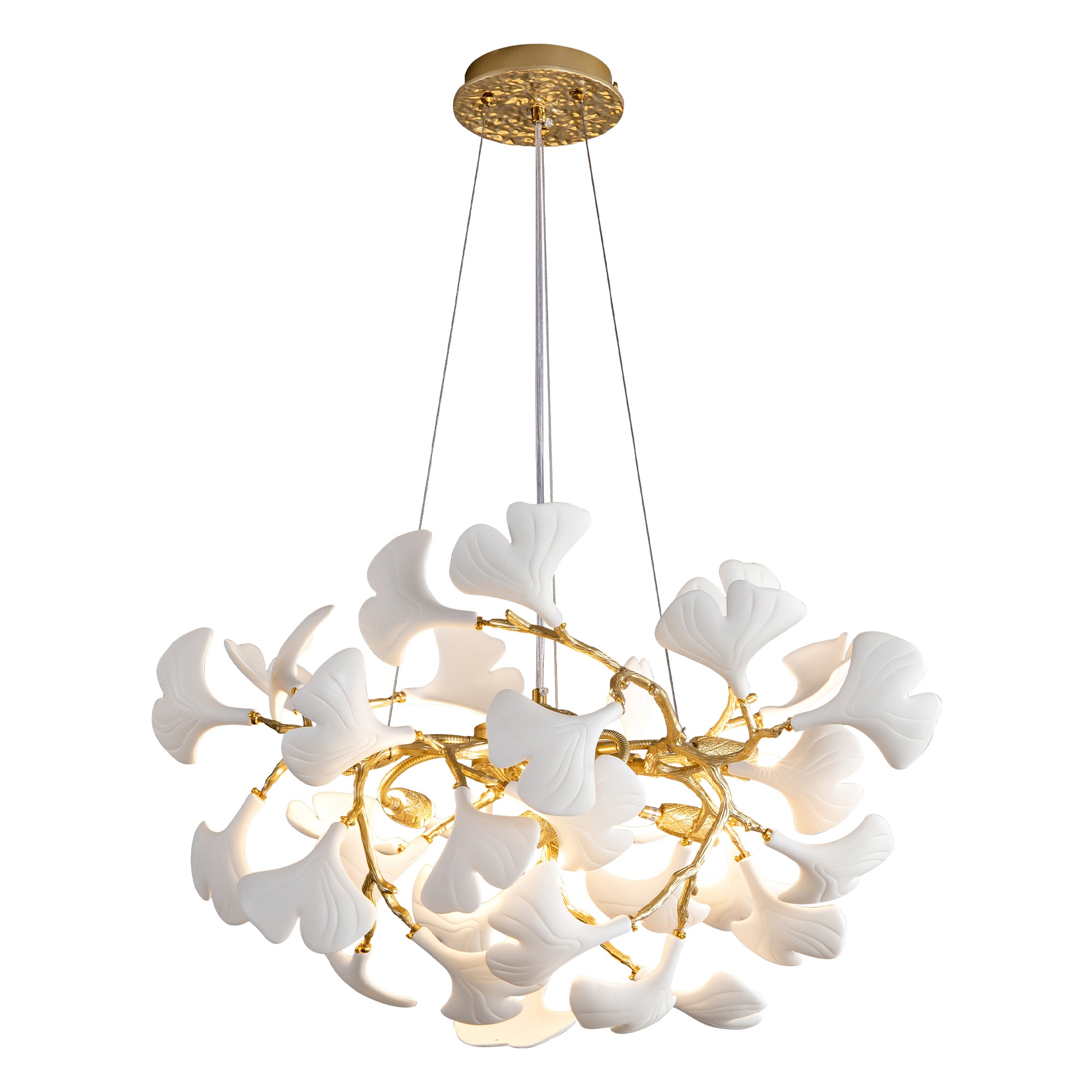 Kviflon Ceramic Leaf Chandeliers Branch Chandelier Brass Hanging Lights Fixtures For Dining Room Living Room Kitchen Island