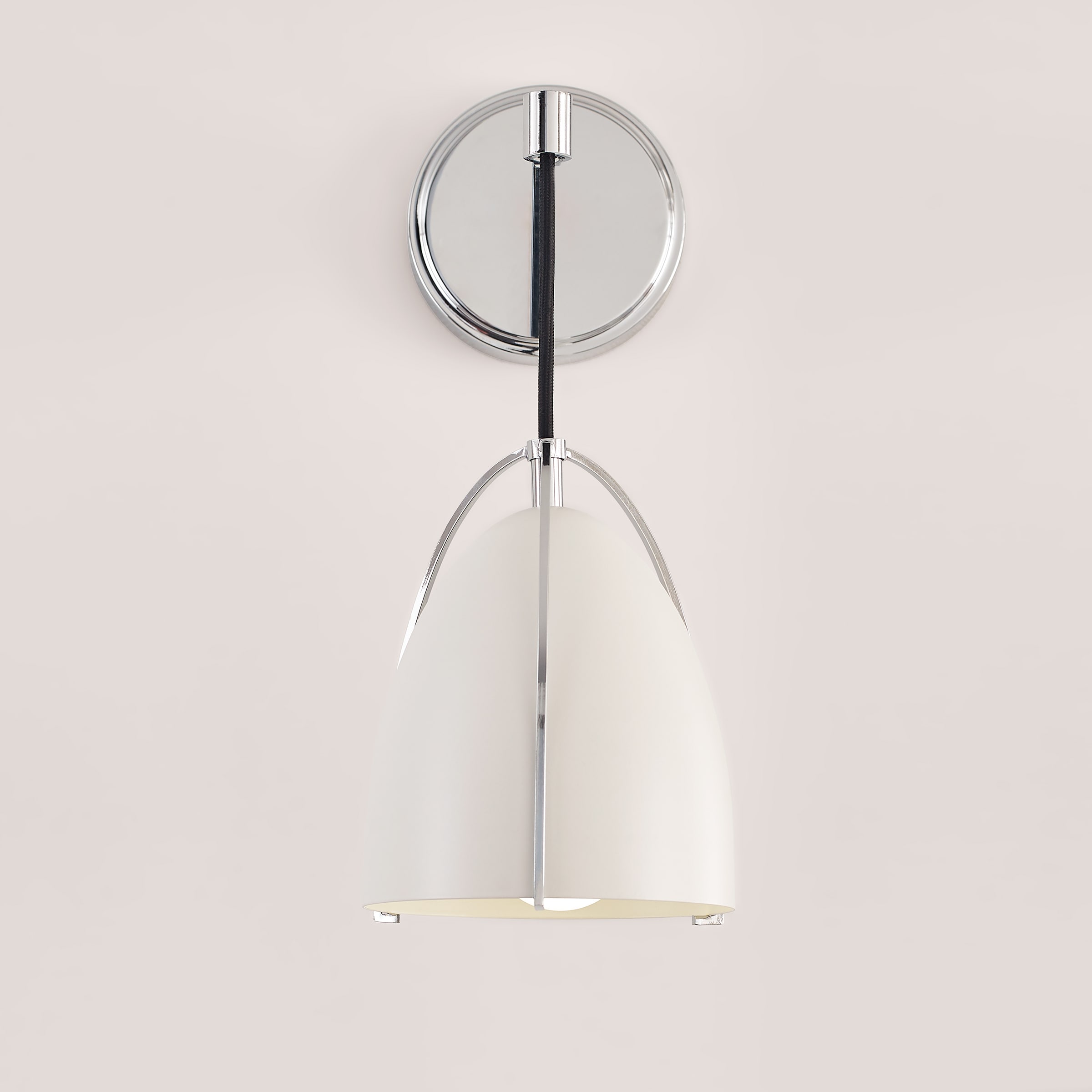 Chrome and Matte White Steel Single Bath Sconce