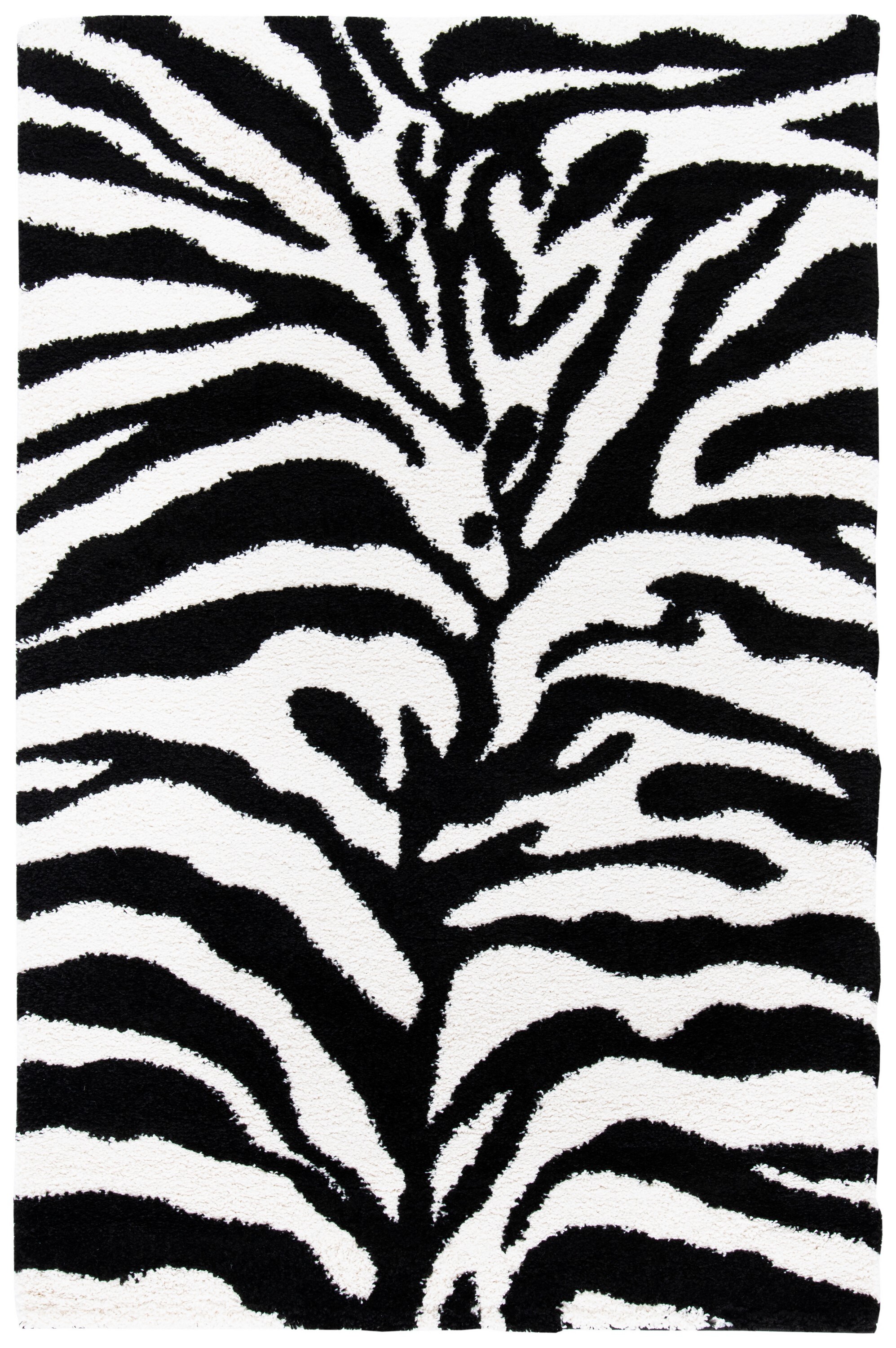 Simple Modern Rug in Black and White Zebra Stripe Leopard Chain Circle  Pattern Rug Polyester Washable Carpet for Bedroom - Clearhalo