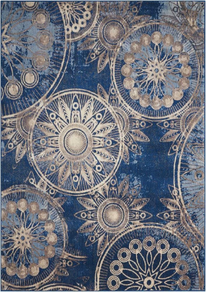 Nourison 34300 Somerset 3 x 5 (ft) Synthetic Denim Rectangular Indoor Abstract Area rug