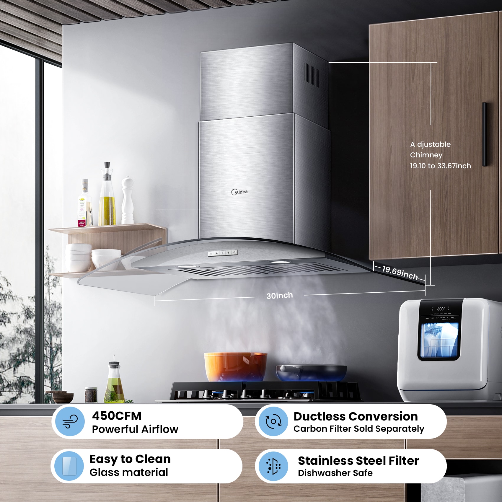 Midea MVG30W8AST Wall-Mounted-Range-Hoods - View #3