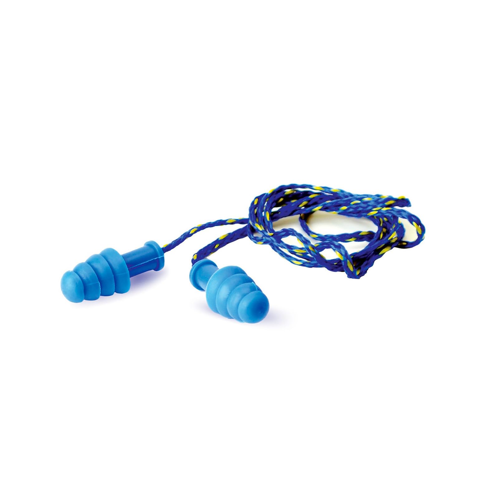 Walker's  27dB NRR Corded Rubber Earplugs with 23-inch Nylon Cord and Storage Case Blue