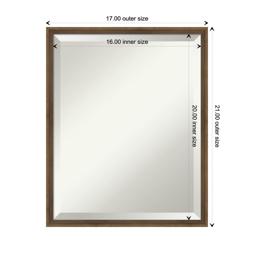 Elegant Rectangular Light Bronze Wood Vanity Mirror 17" x 21"