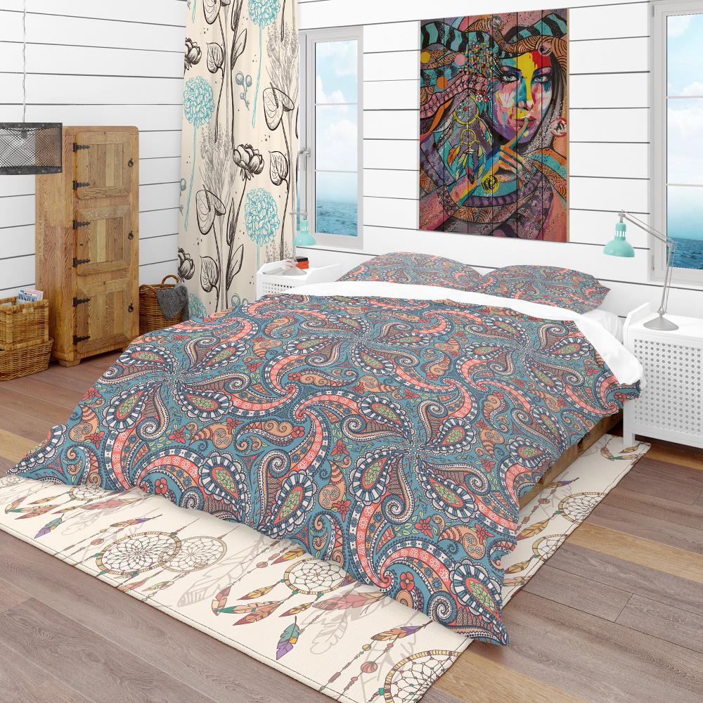Designart BED18992-T 3 -Piece Blue Twin Duvet cover Set