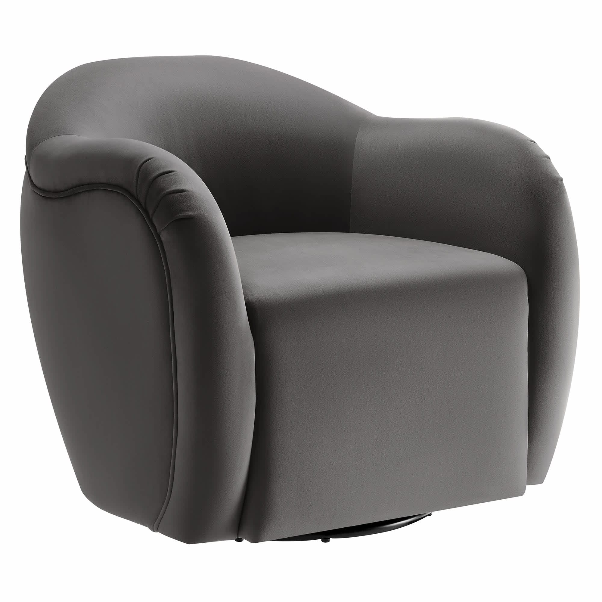  Compose Performance Velvet Swivel Armchair in Storm Gray
