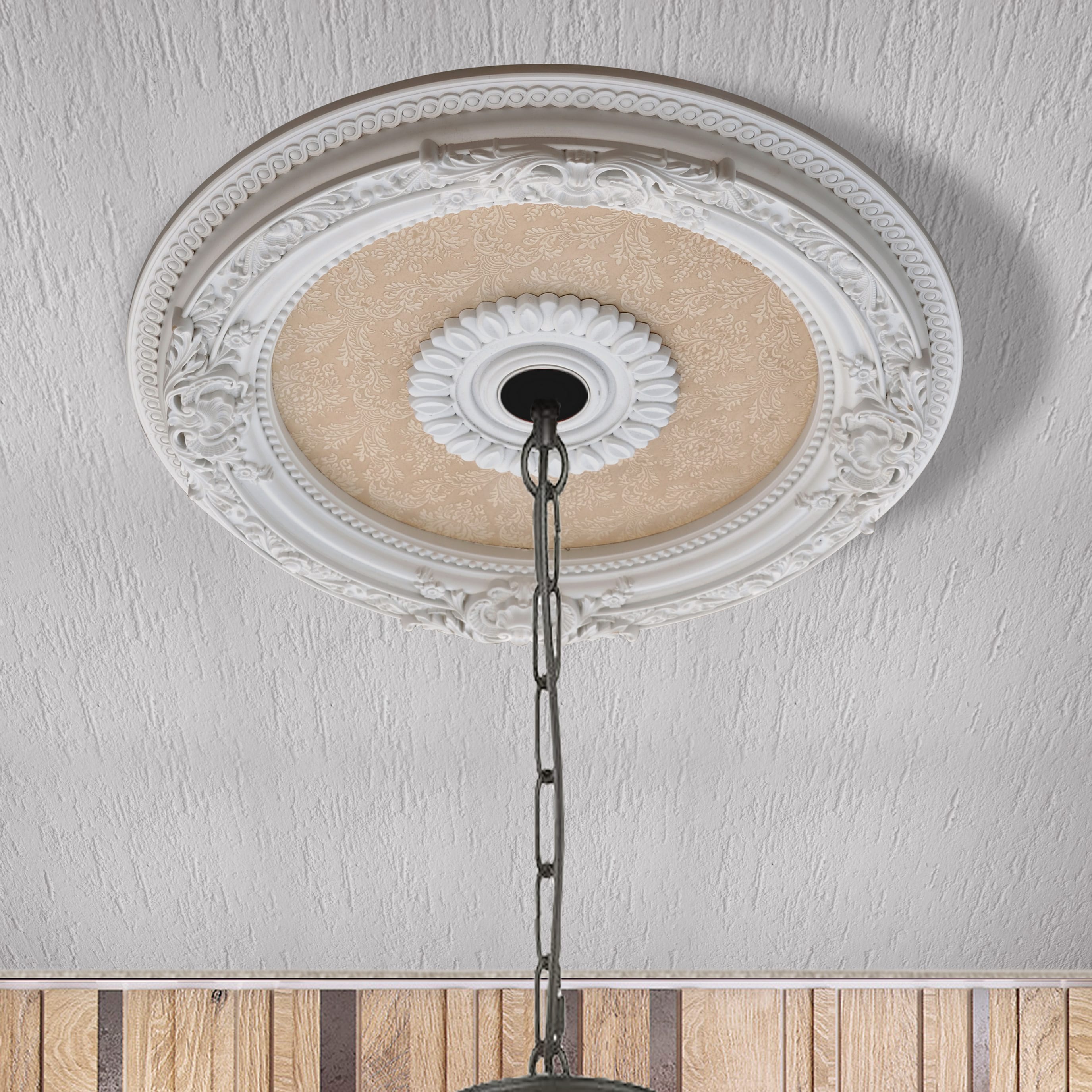 AFD HOME 11277822 Masterpiece Moldings 24-in W x 24-in L Traditional White Polystyrene Whole Ceiling Medallion