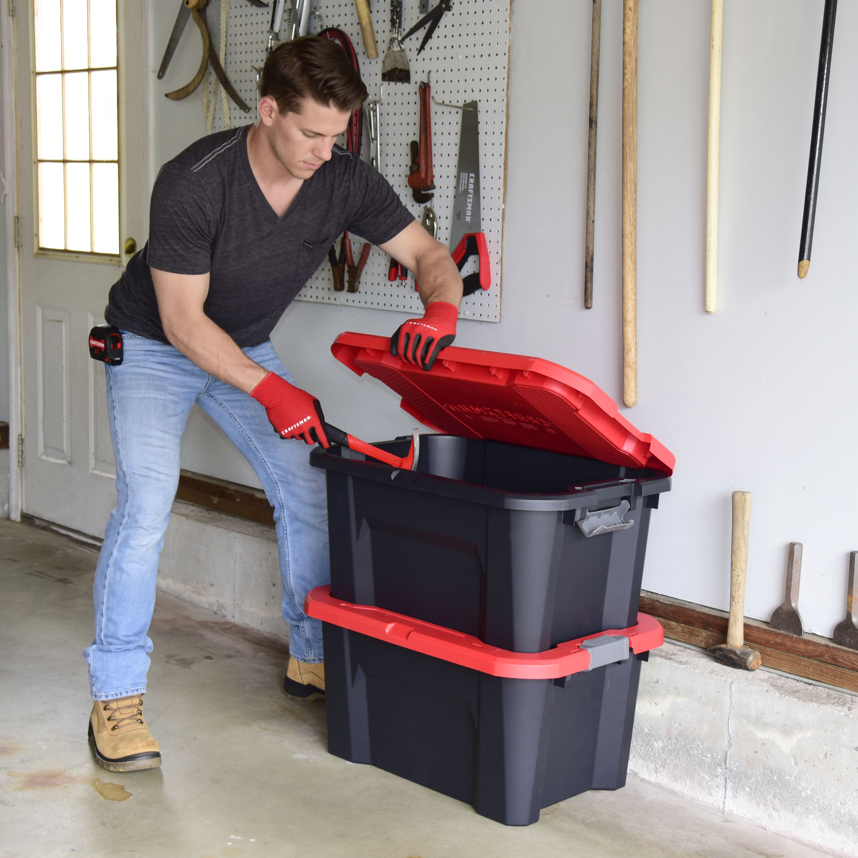  CX CRAFTSMAN, 20-Gallon Highly Durable Storage Bin & Dual  Latching Lid, (14.3”H x 19.7”W x 28.2”D), Versatile Stacking Tote and  Weather-Resistant Design, American Made [4 Pack]