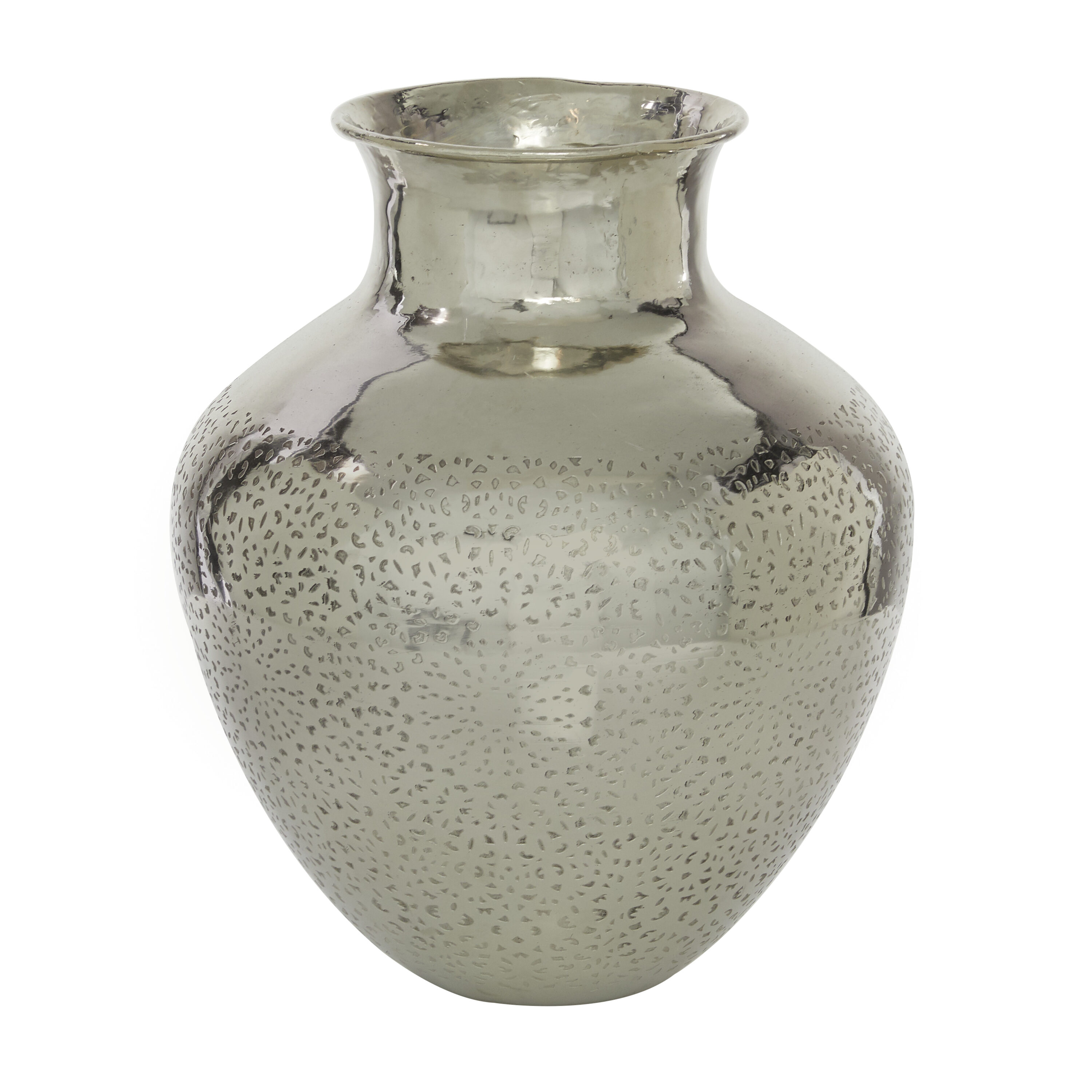 Elegant Silver Aluminum Bouquet Table Vase 15.5"