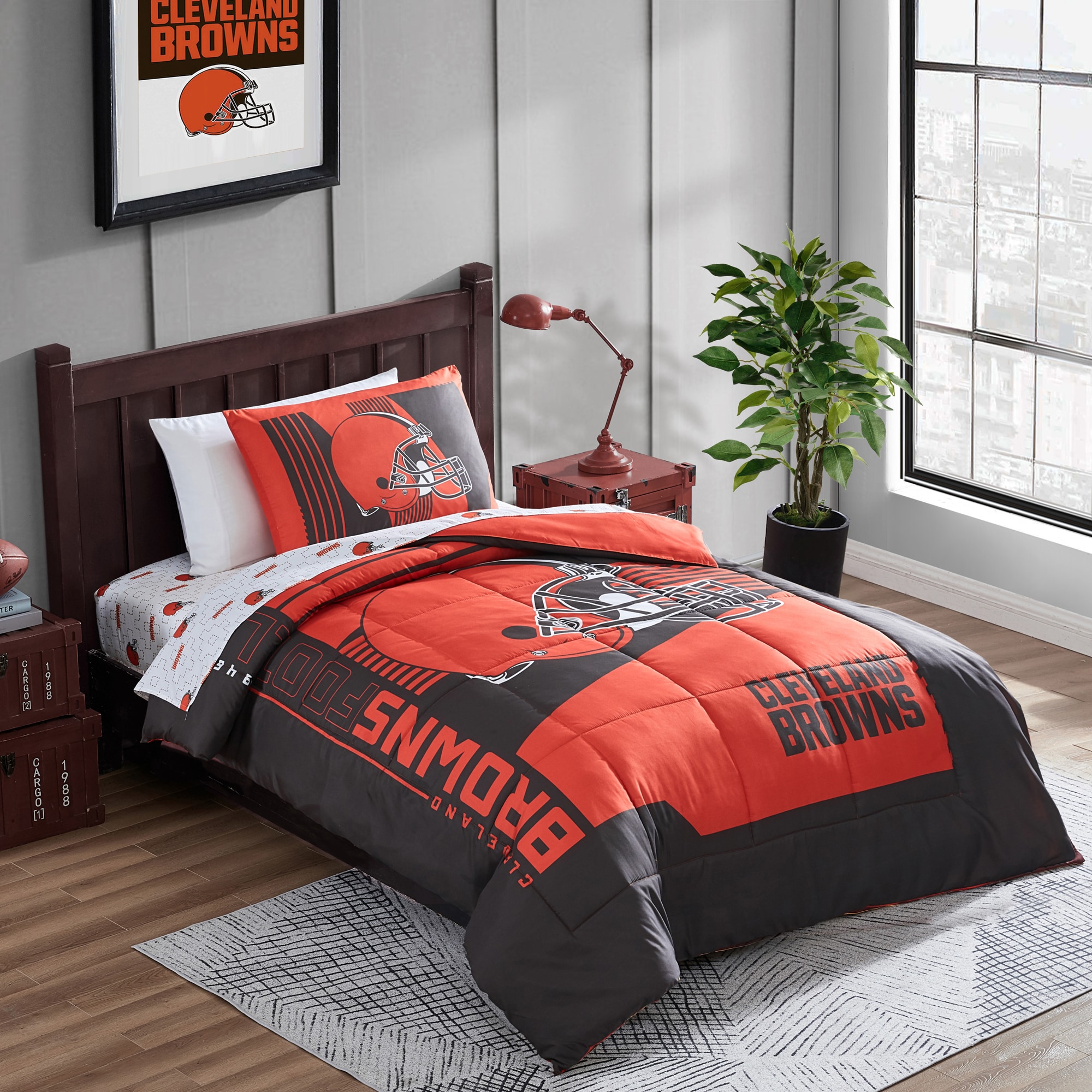 Cleveland Browns Silver NFL Team Logos Area Rug, Bedroom, Home US