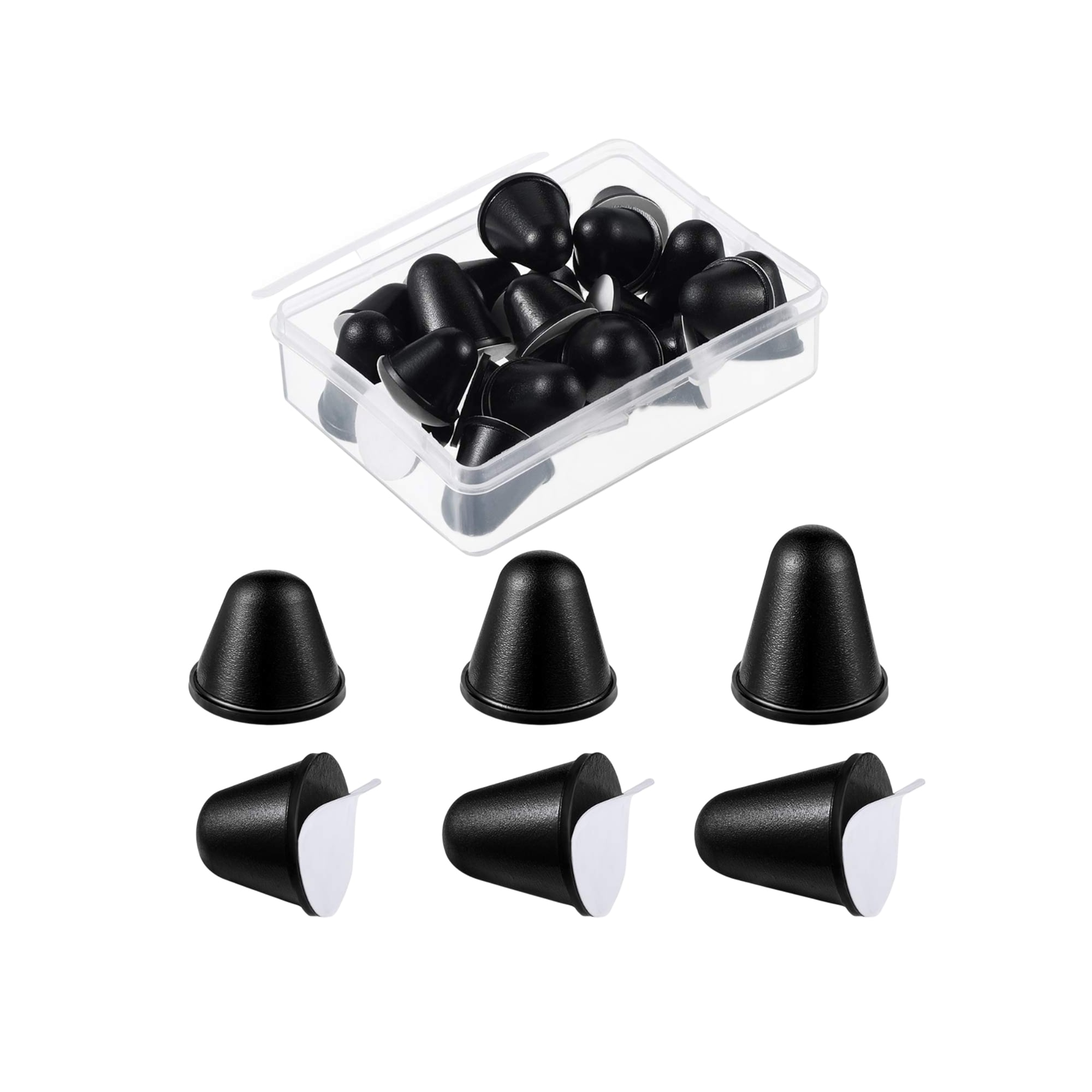 Etokfoks  24 piece set black conical rubber bumpers in three sizes self adhesive tall rubber feet spacers for cabinets speakers and