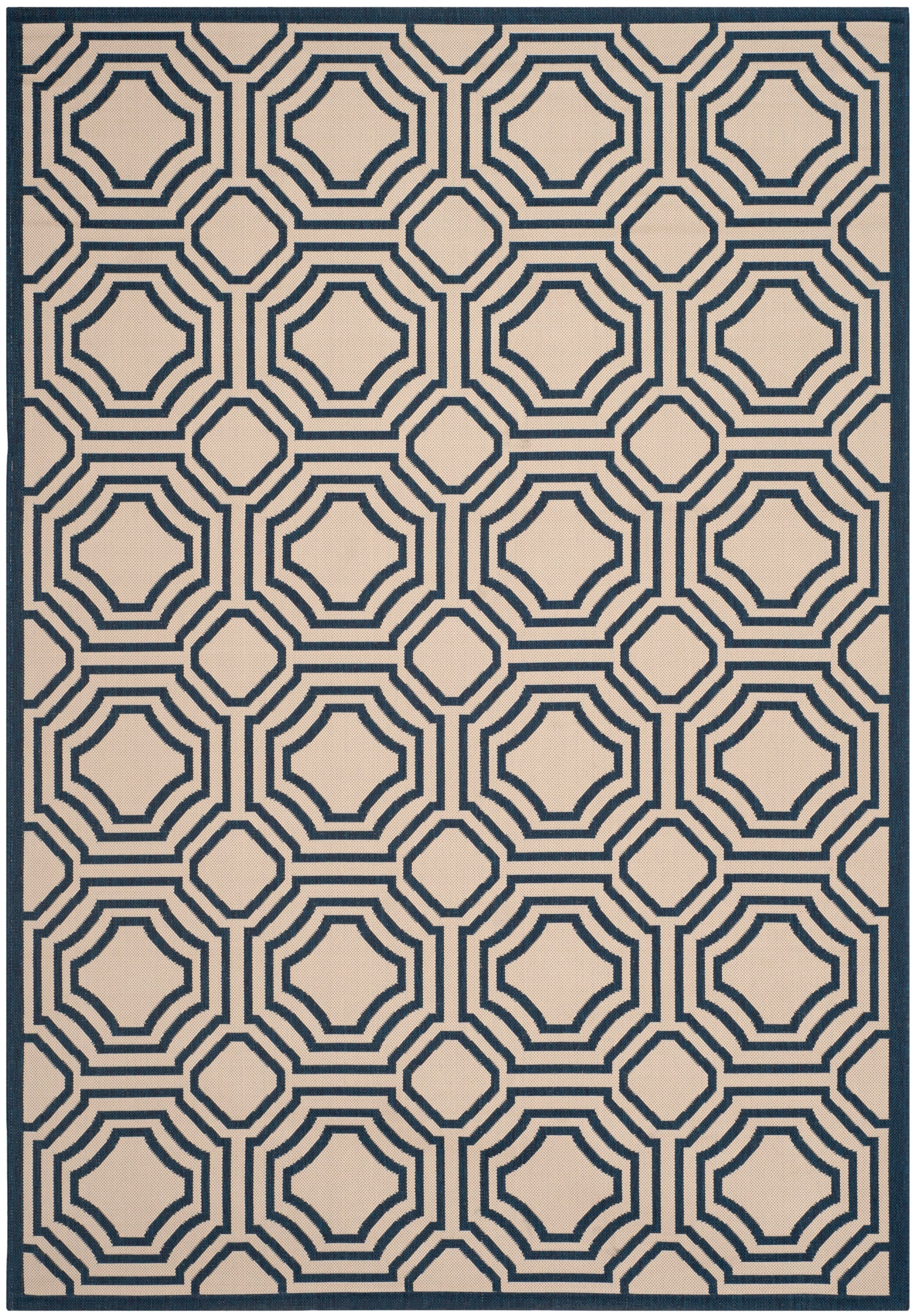 Courtyard 6112-258 Beige Navy 7 X 10 Area Rug