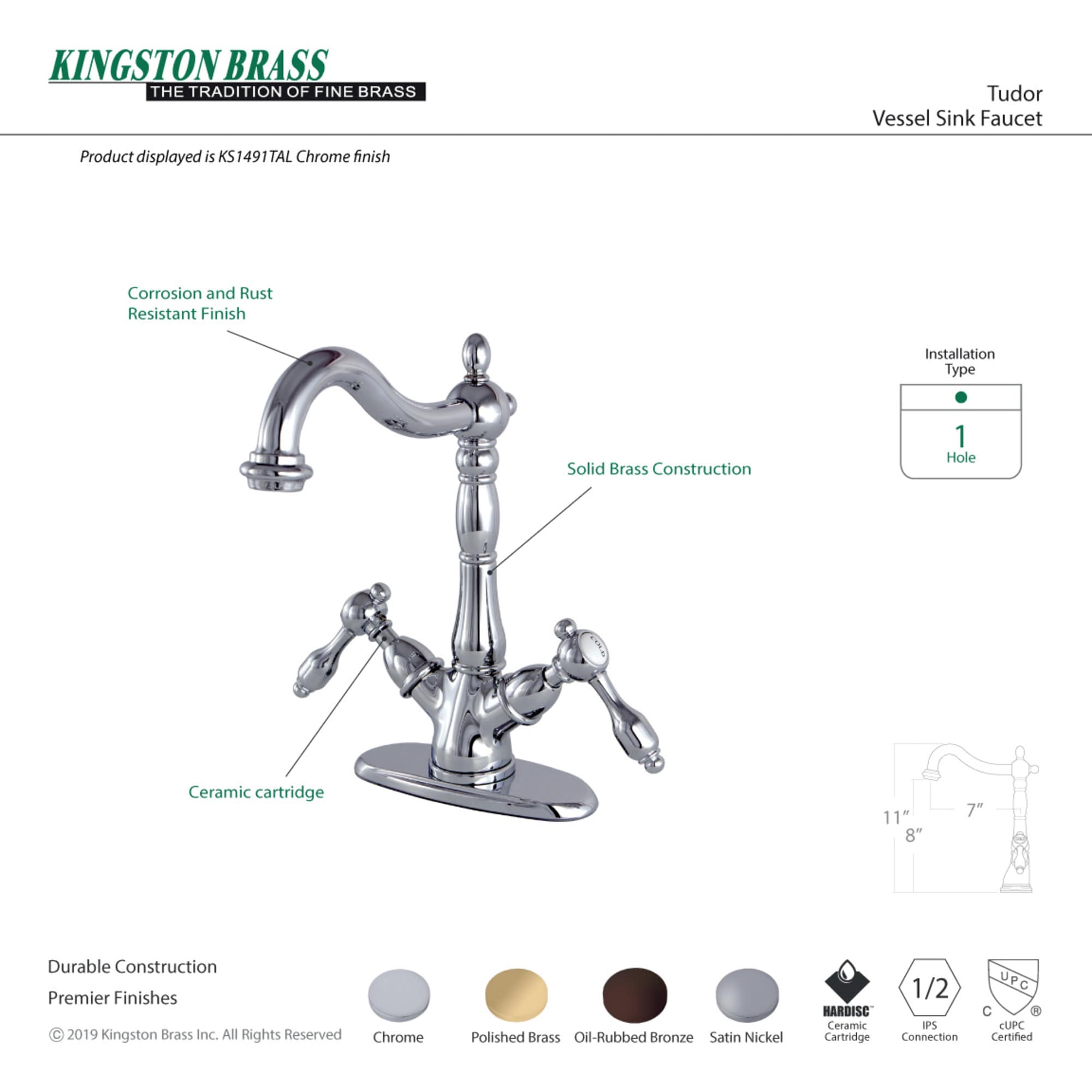 Kingston Brass WLKS1492TAL Lavatory-Faucets - View #3
