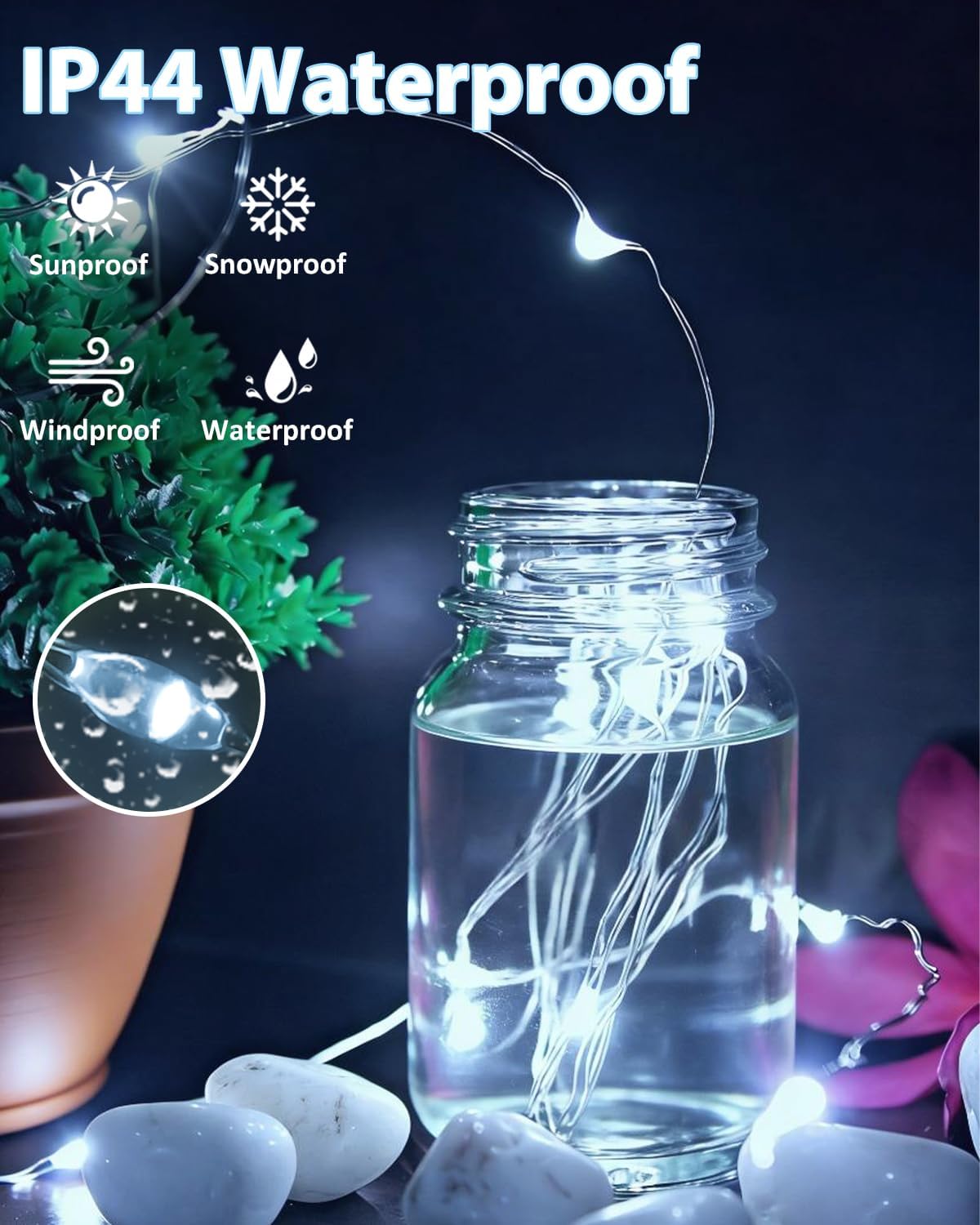 KIWDZFU 4 Pack power cell Operated Fairy Lights Each 20FT 60LED Cool ...