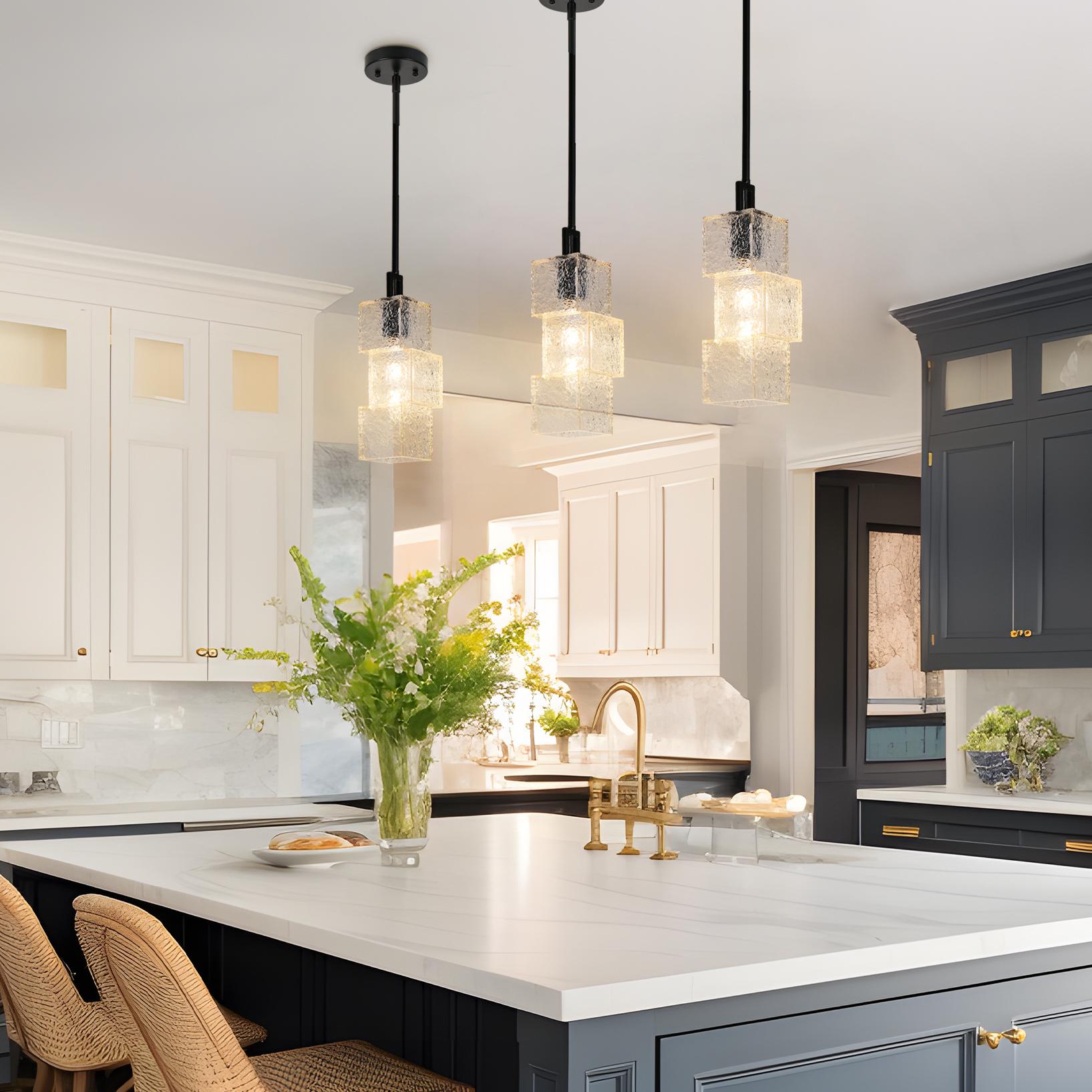 ZEVNI L3RJMEQUW5263SE9 Crystella Matte Black Industrial Geometric Pendant Light Fixture Modern/contemporary Geometric Mini Hanging Kitchen island light