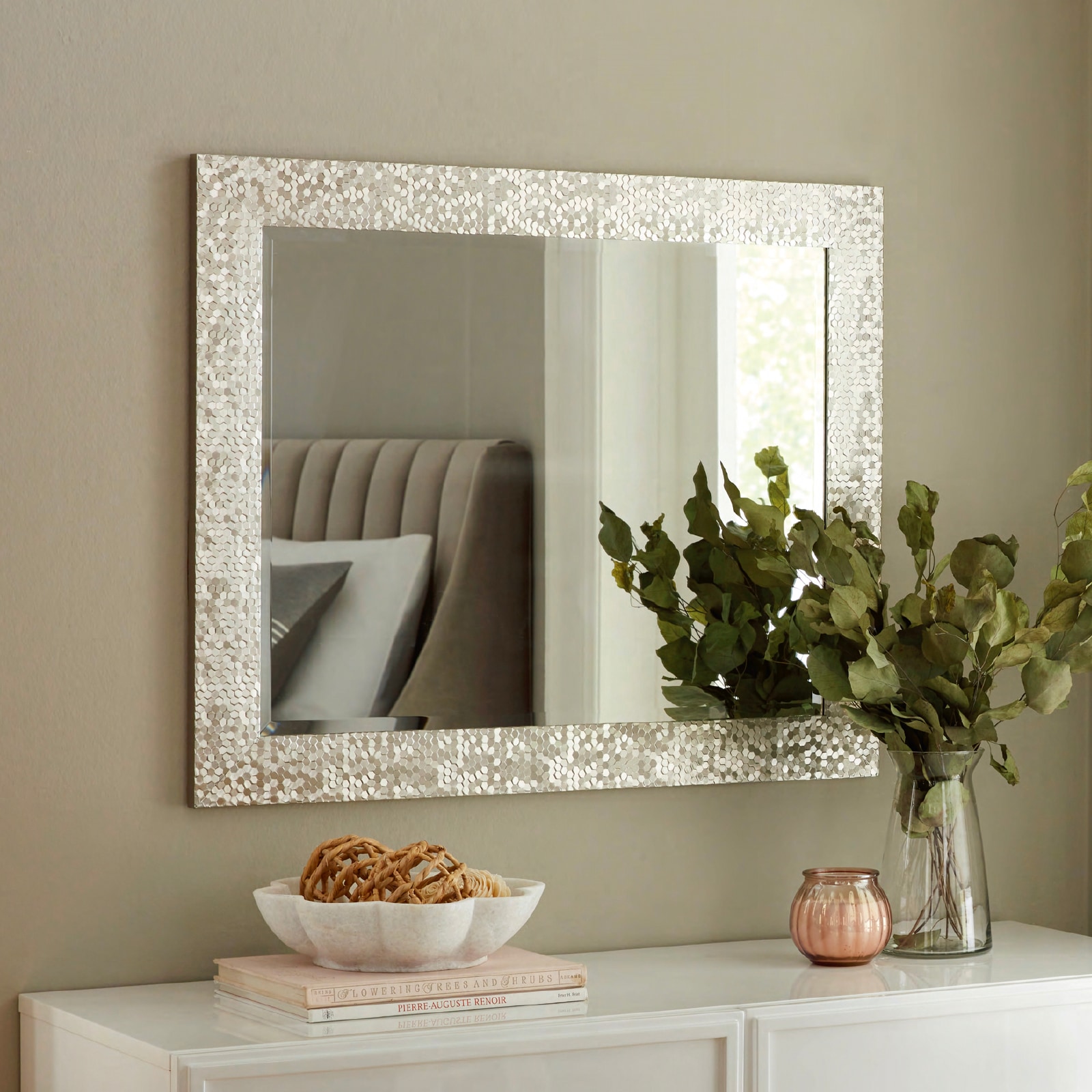 Allen + Roth Glitzy Framed Wall Mirror - Silver - 27 x 33 in