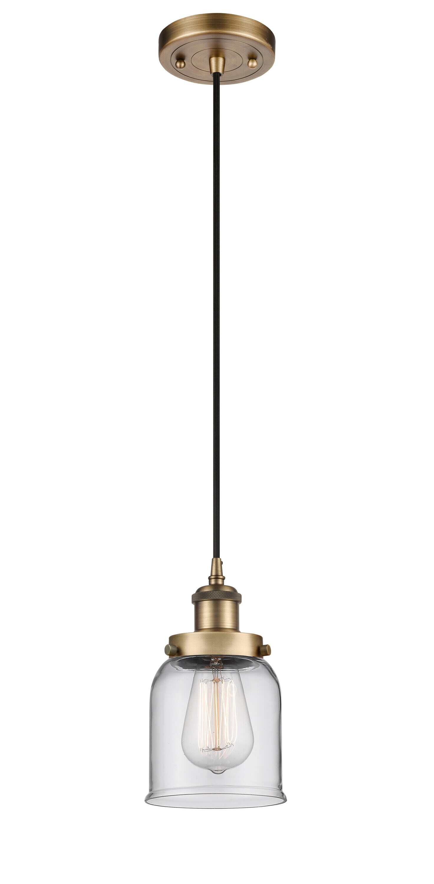 Brushed Brass Mini Pendant with Glass Shade, 10-inch