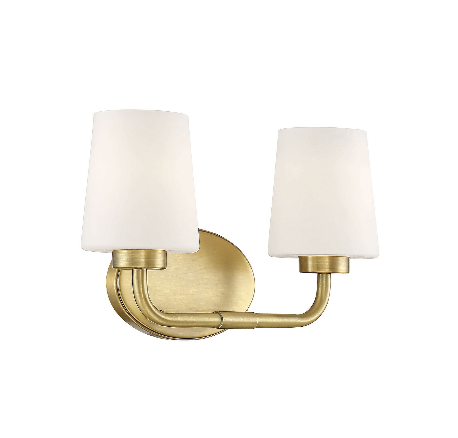 Capra Warm Brass 2-Light Vanity with Opal Glass Shades