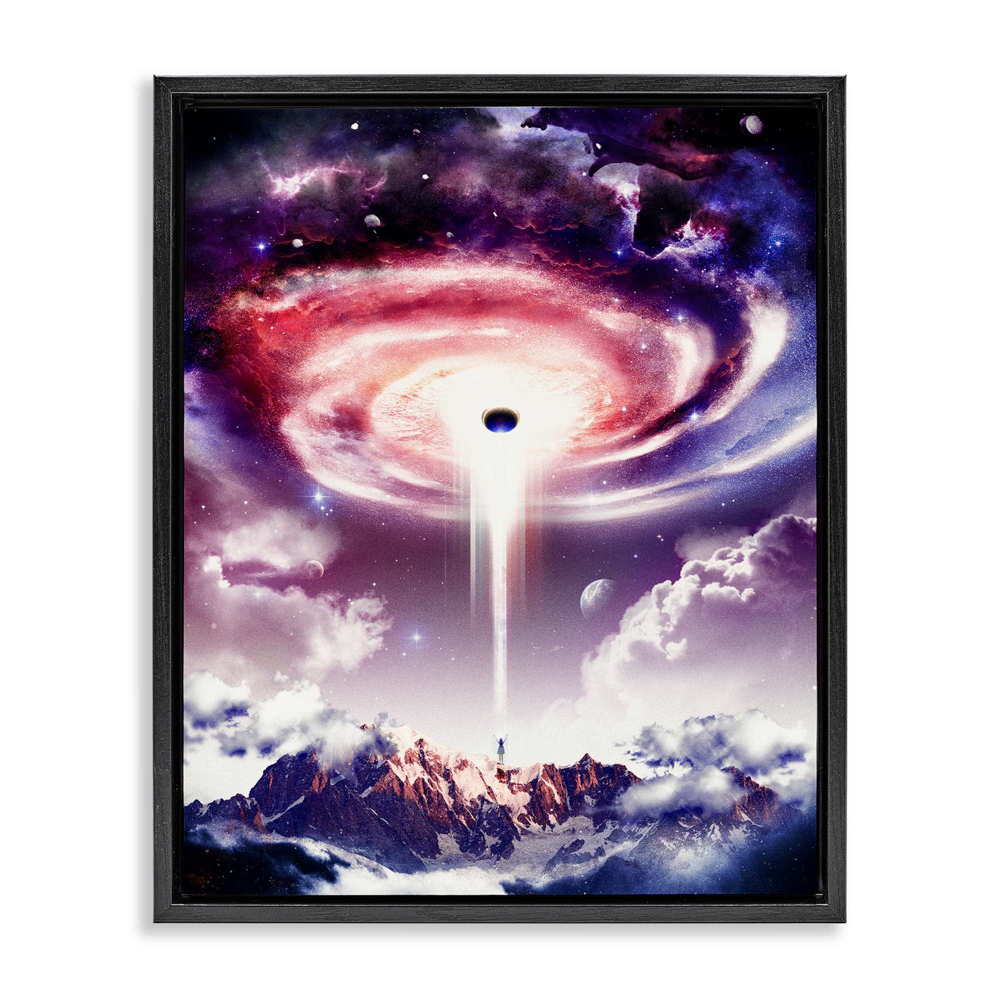 Stupell Industries BT-313-FFB-24X30 Surreal Space Nebula Rays Black Framed Floater Canvas Wall Art By Barrett Biggers 25 x 31