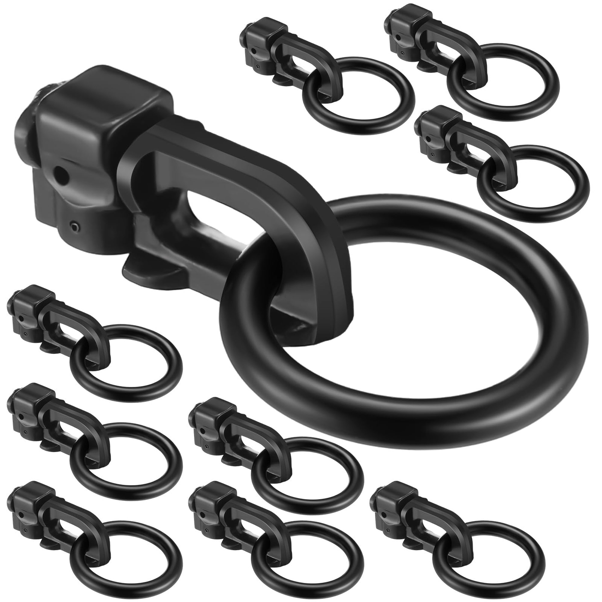 Angel Sar 10Pcs L Track Double Stud Tie Down Fitting O Ring Heavy Duty Steel 5000 Lbs Bearing for Trucks RVs ATVs Van Black