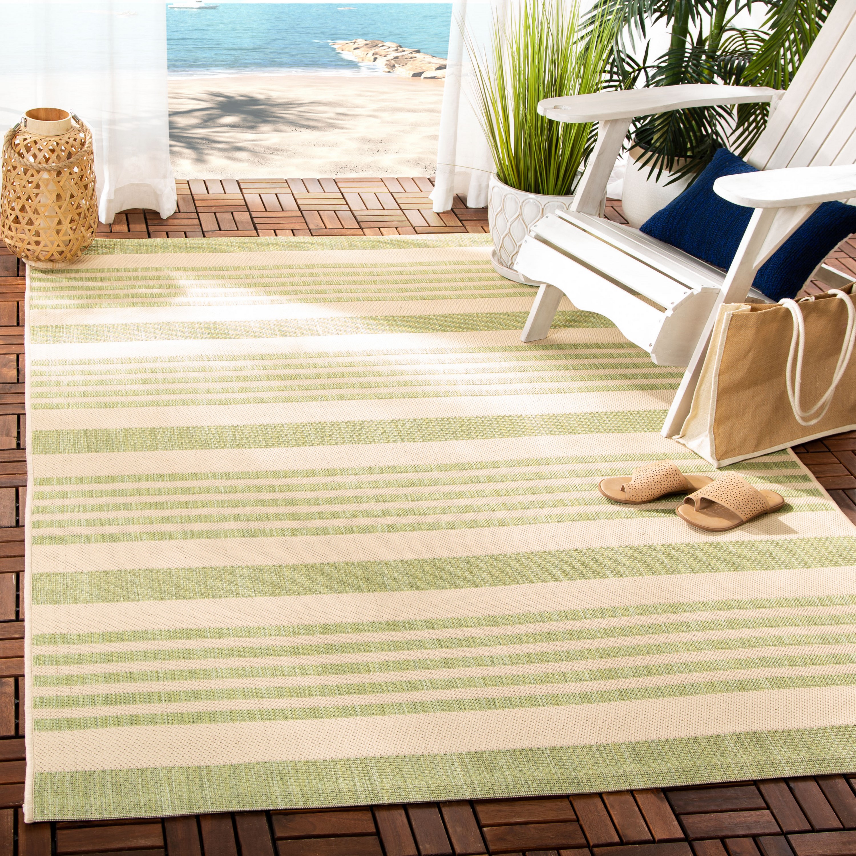Linen Washable Sand Tan White 2 ft. 3 in. x 1 ft. 5 in. Small Mat Floor Mat  Area Rug