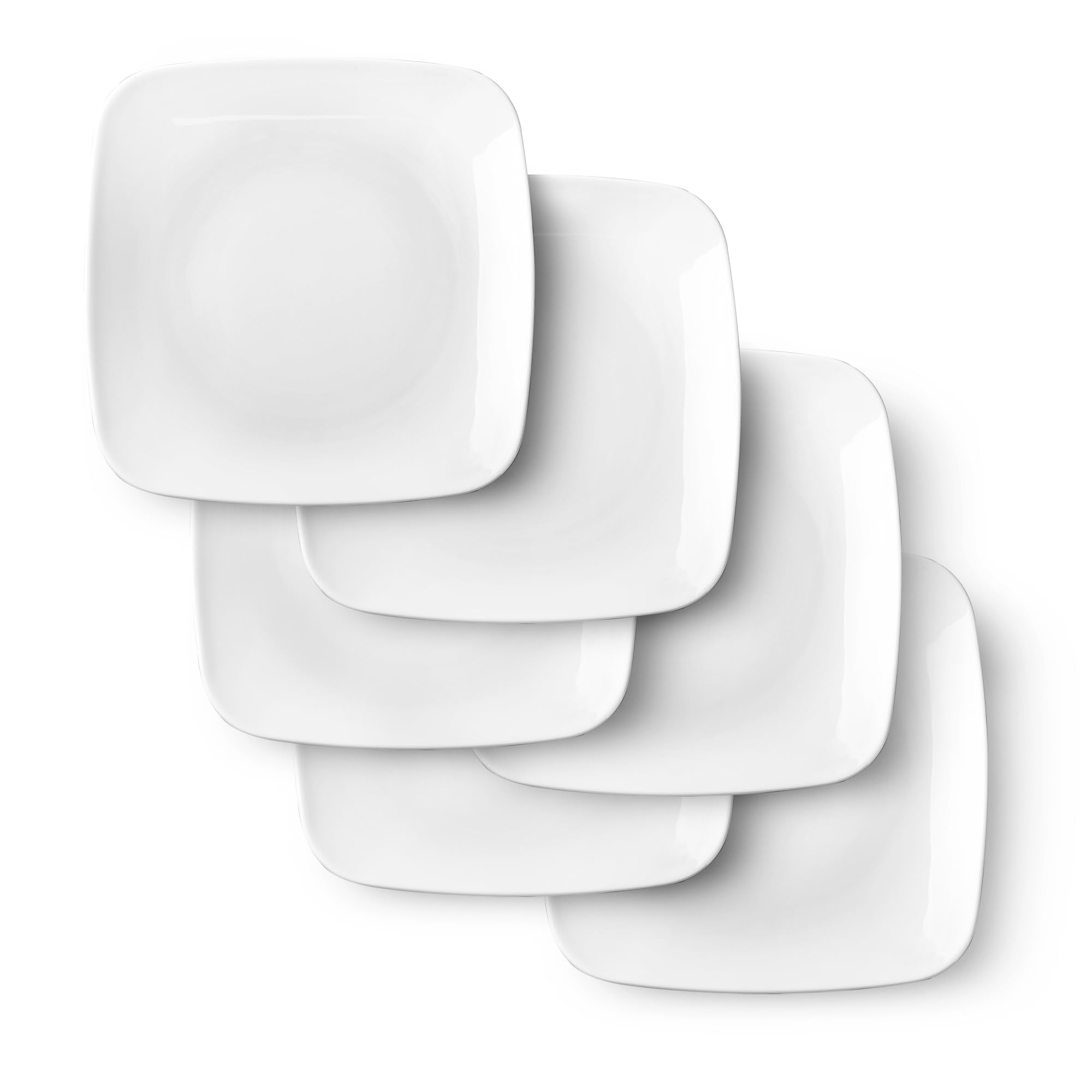 Aoibox  Modern White Square Porcelain Dessert and Appetizer Plates with Wide Rim 6 5 in Set of 6