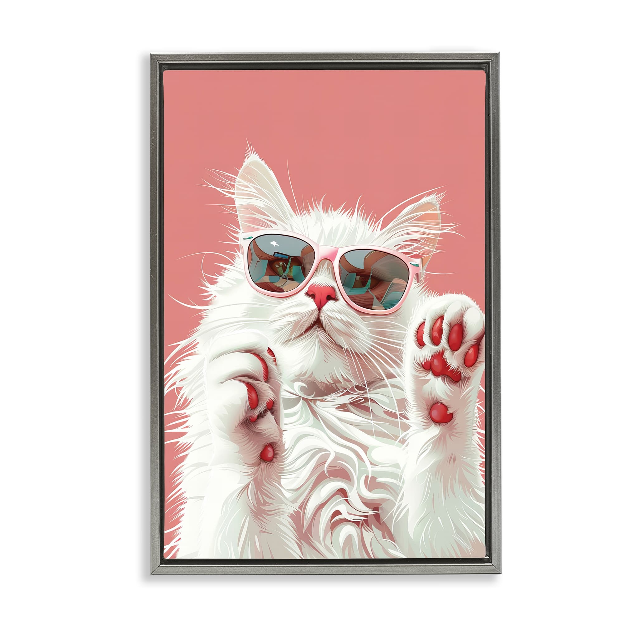 Stupell Industries BT-646-FFL-20X30 Glam Cat with Sunglasses Floating Frame design by LSR Design Studio