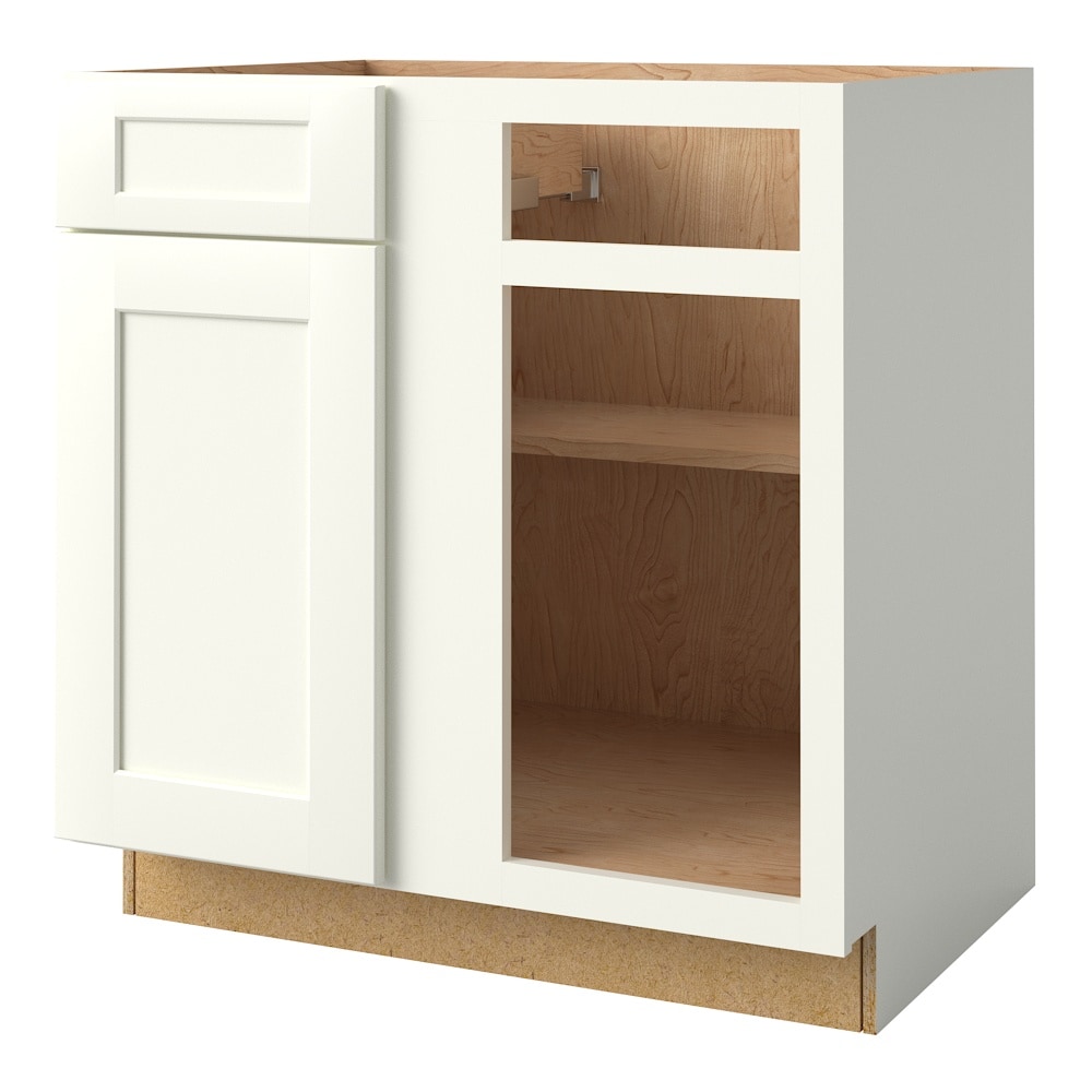 allen + roth Aveley 33-in W x 34.5-in H x 24-in D Linen Lazy Susan Corner Base Fully Assembled Cabinet (Flat Panel Shaker Style)