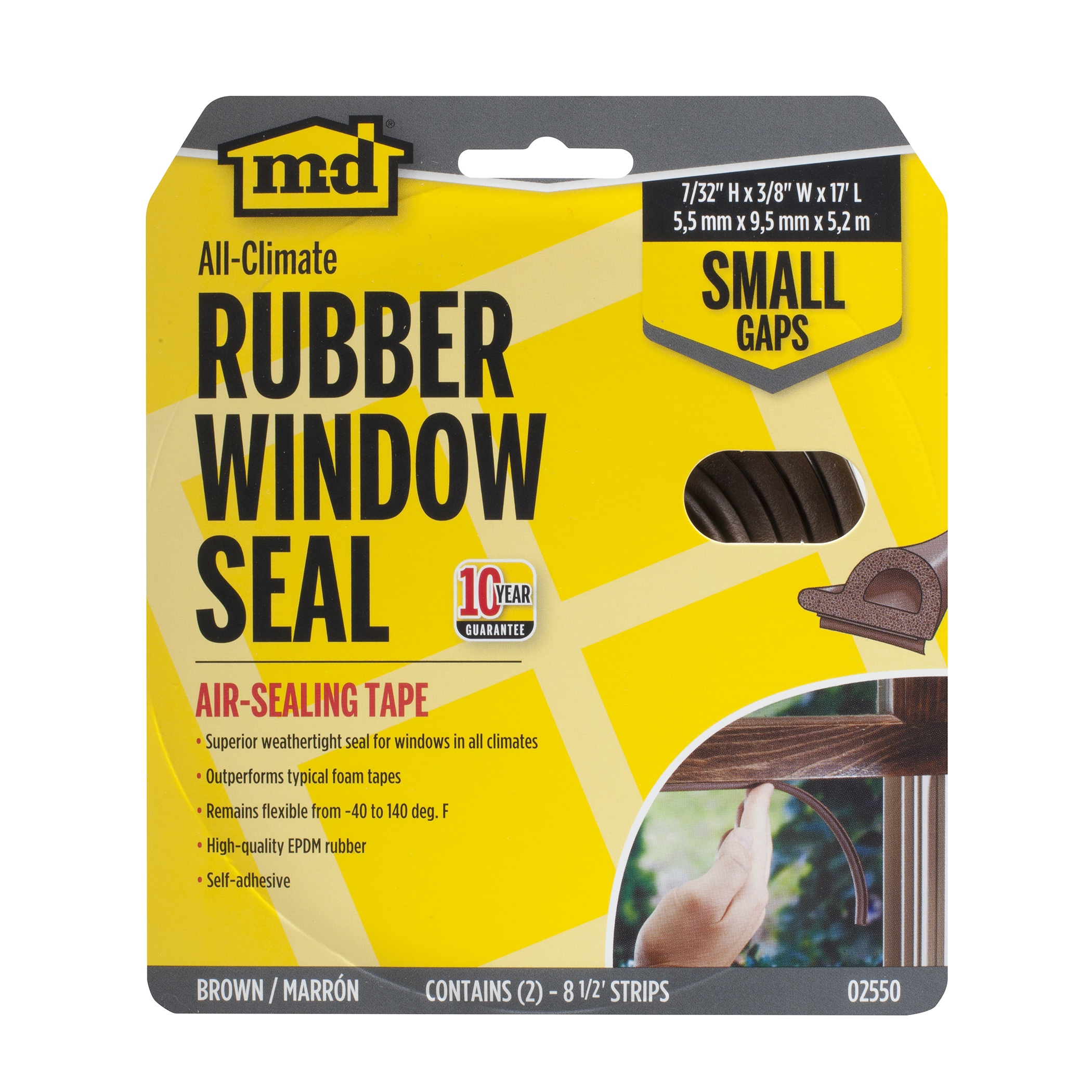 M-D 17-ft x 3/8-in x 7/32-in Brown Rubber Window Weatherstrip in