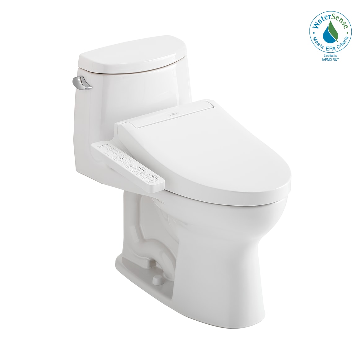 TOTO MW6043074CEFG-01 Washlet+ Cotton White Single Elongated Standard height Soft Close 1-piece Bidet 12-in Rough-In WaterSense Labeled 1.28 GPF