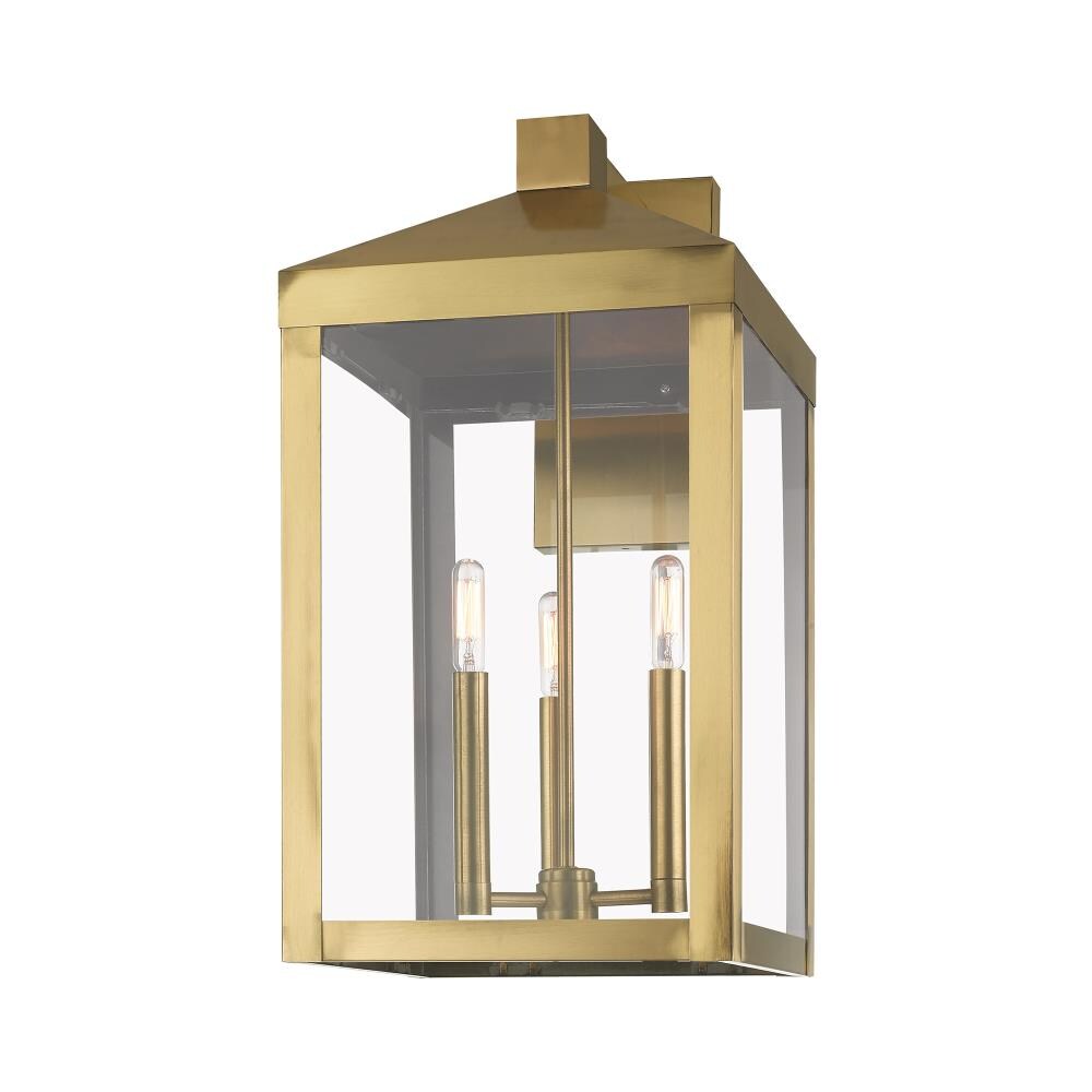 Antique Brass 21.75" Outdoor Wall Lantern with Clear Glass