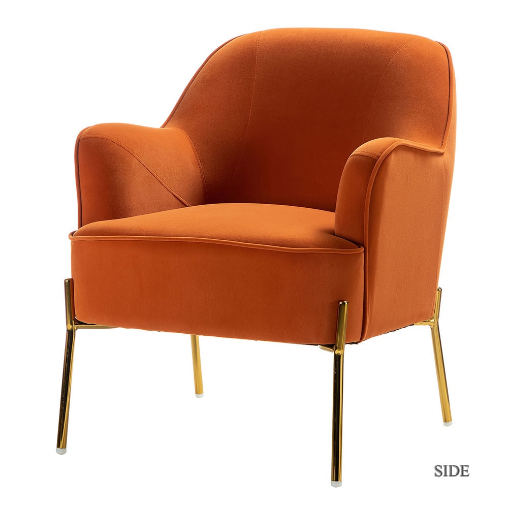 14 Karat Home CHM6154A-ORANGE Casual ORANGE Velvet Accent Chair