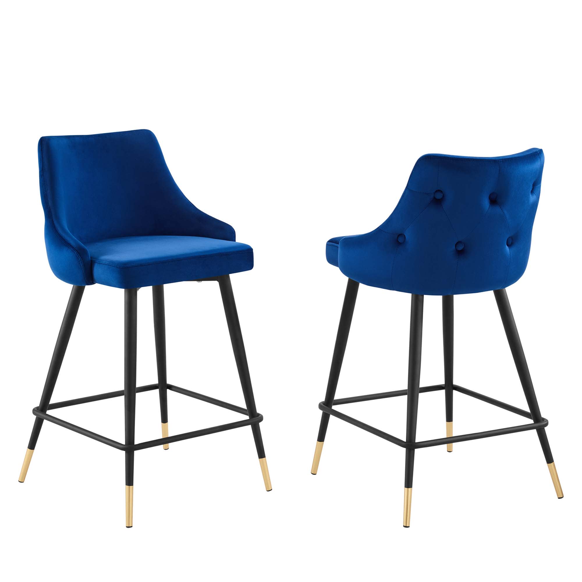  Adorn Performance Velvet Counter Stool Set of 2 in Navy
